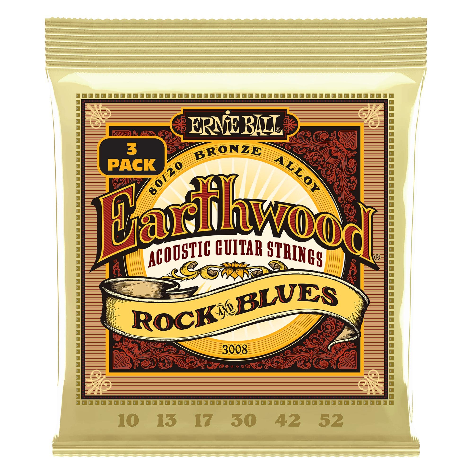 Ernie Ball 2008 Earthwood Rock and Blues Acoustic 80/20 Bronze Strings
