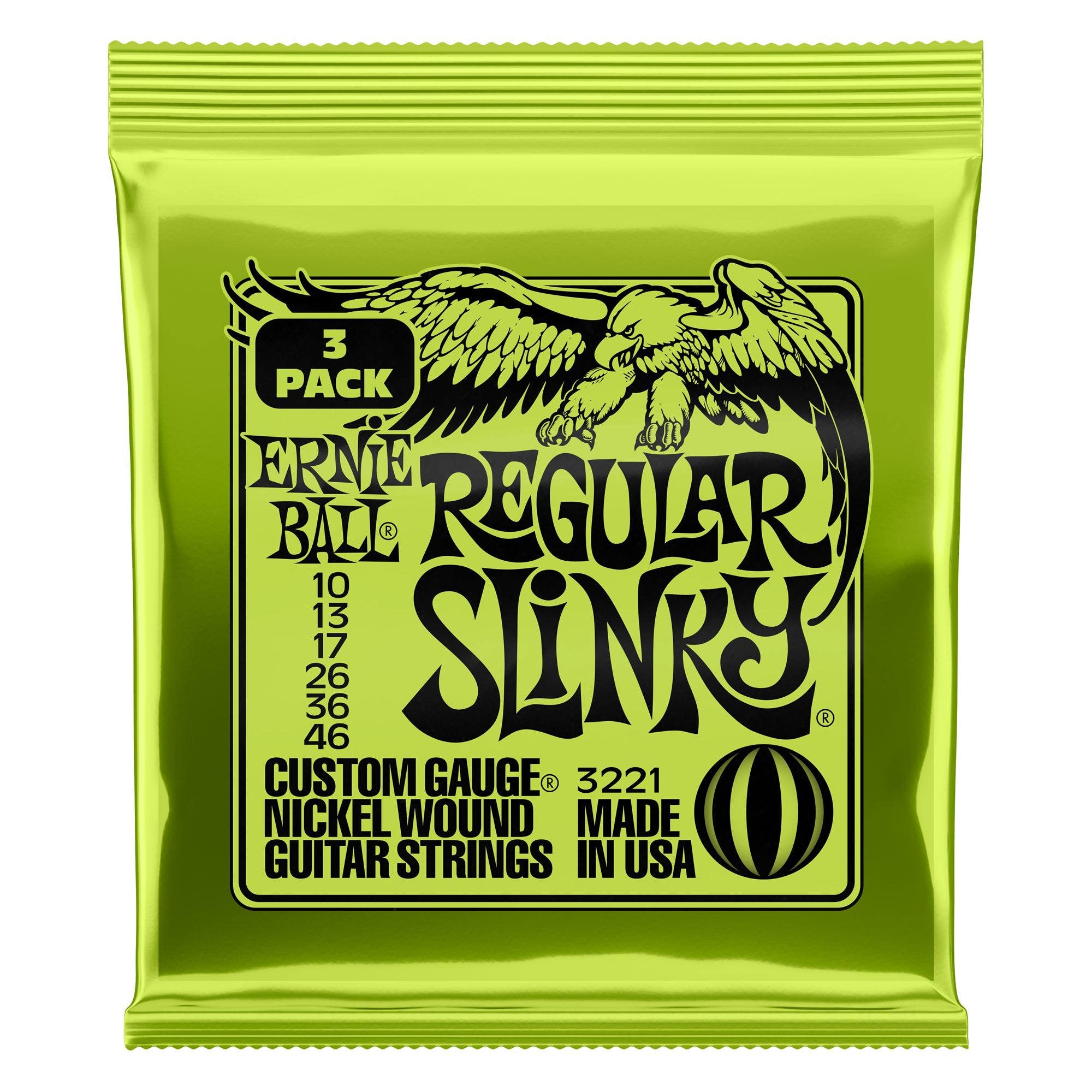 Ernie Ball P03221 Regular Slinky Nickel Wound 3 Pack