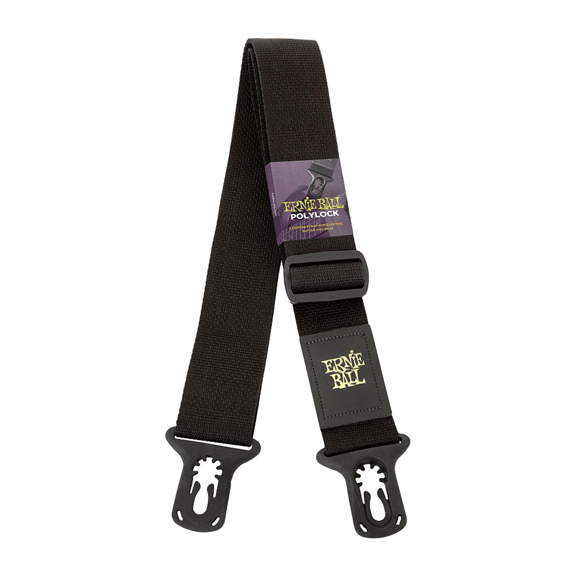 Ernie Ball P04056 PolyLock Guitar and Bass Strap Black