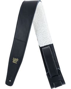 Ernie Ball P04137 Italian Leather Guitar Strap with Fur Padding Black