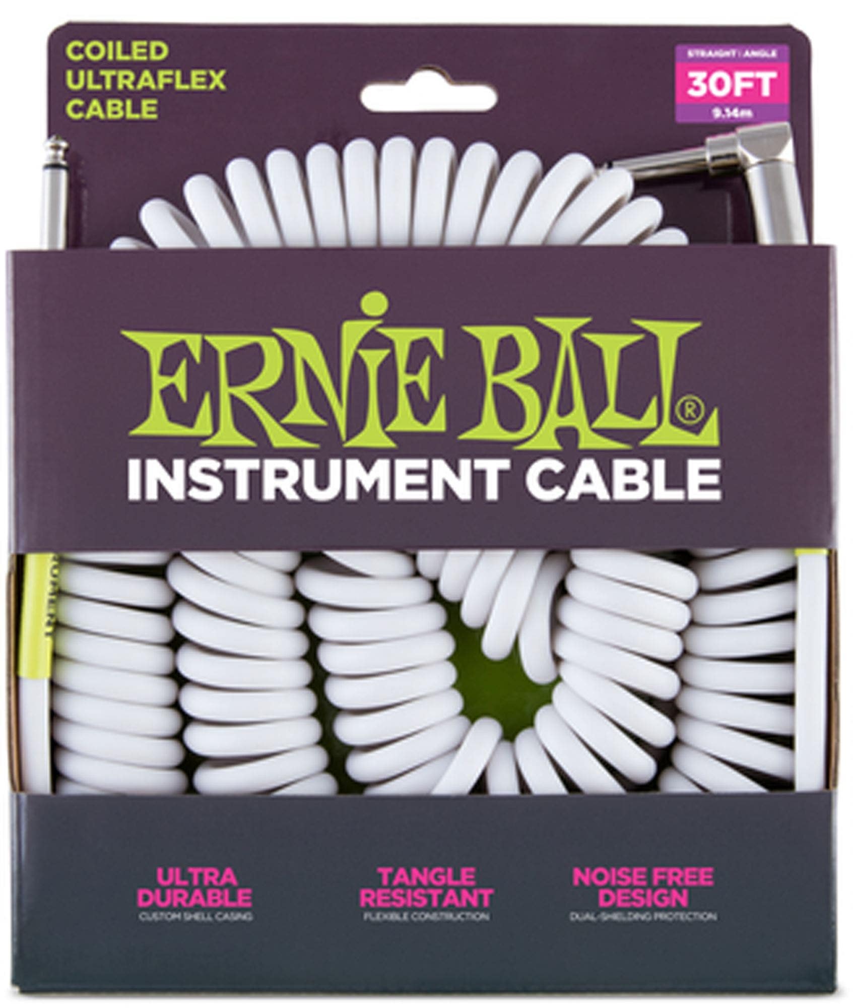 Ernie Ball 30ft Instrument Cable Straight/Angle Ends