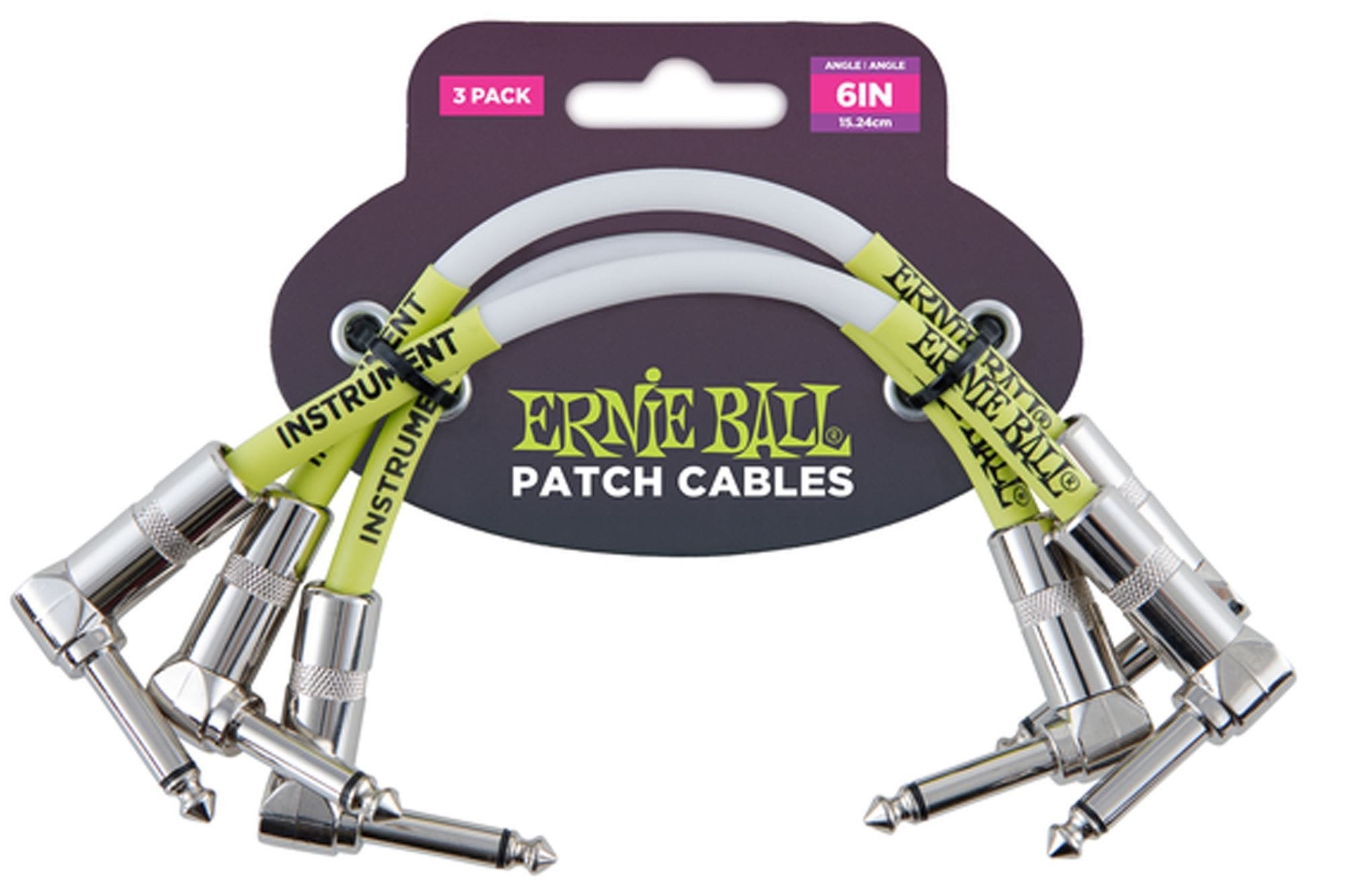 Ernie Ball 6 inch Patch cables White 3 pack