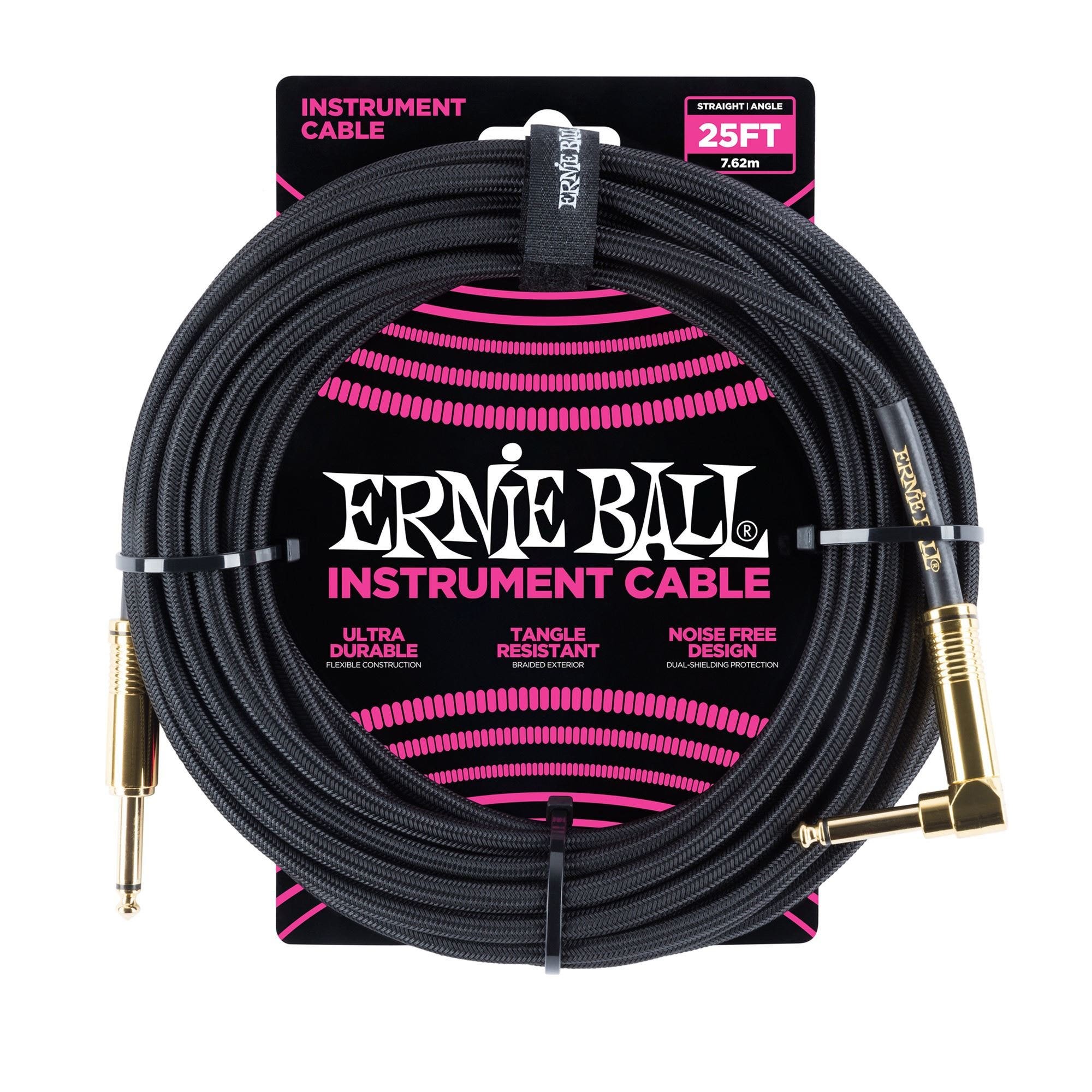 Ernie Ball P06058 Braided Instrument Cable 25' Black