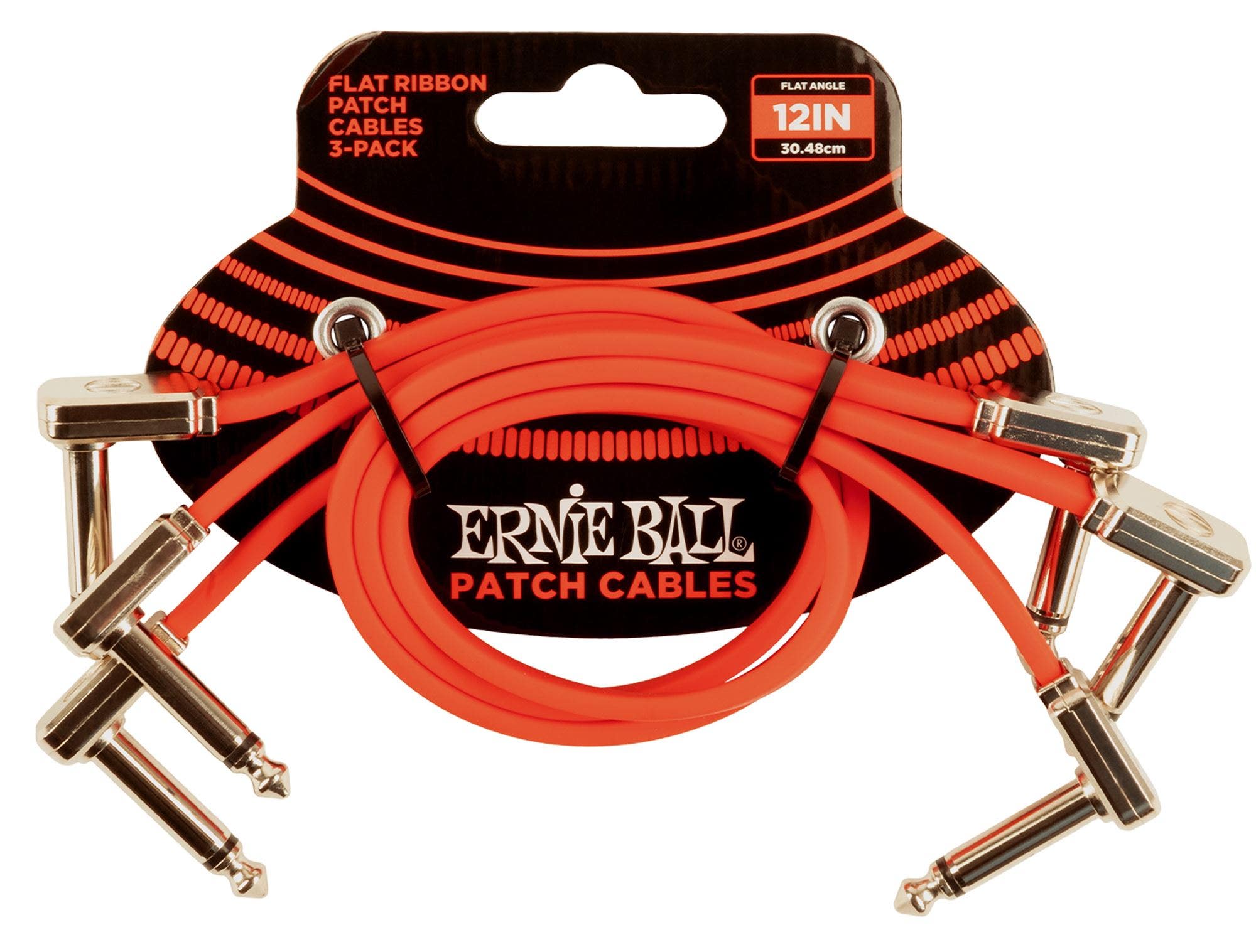 Ernie Ball Flat Ribbon Patch Cable Red 3 Pack