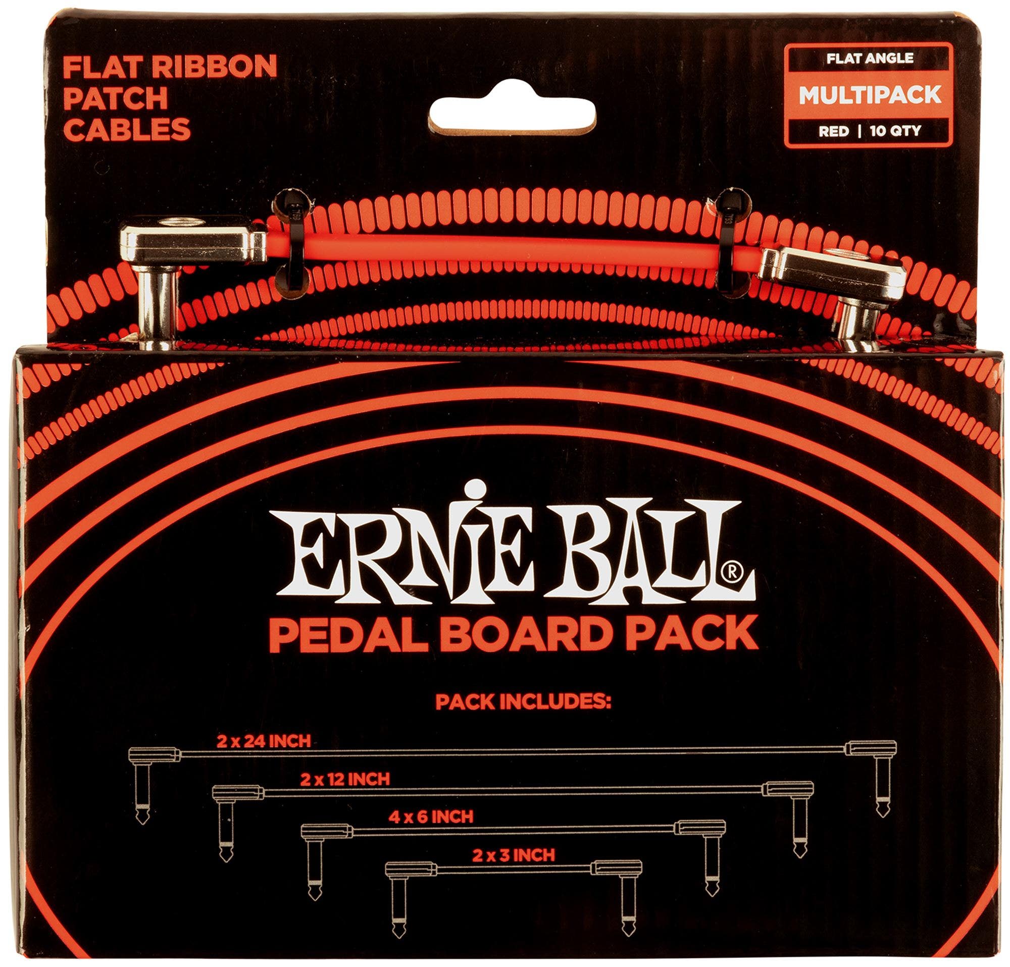 ERN P06404 Flat Ribbon Patch Cables Pedalboard Multi-Pack Red