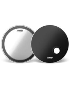 Evans EMAD2 Clear Bass Drum Head and REMAD Black Reso Head 22 Inch Set