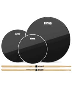 Evans Black Chrome Rock Tom Pack 10 12 16