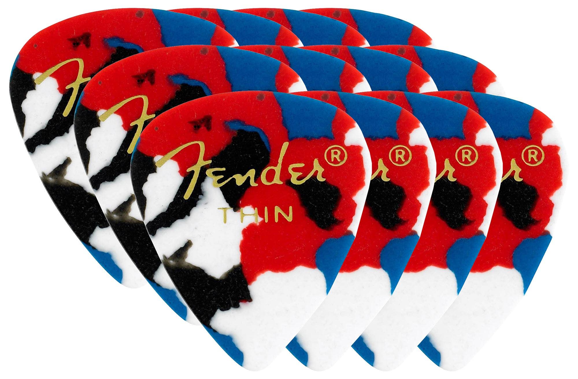 Fender 351 Shape Picks 12 Pack Confetti Thin