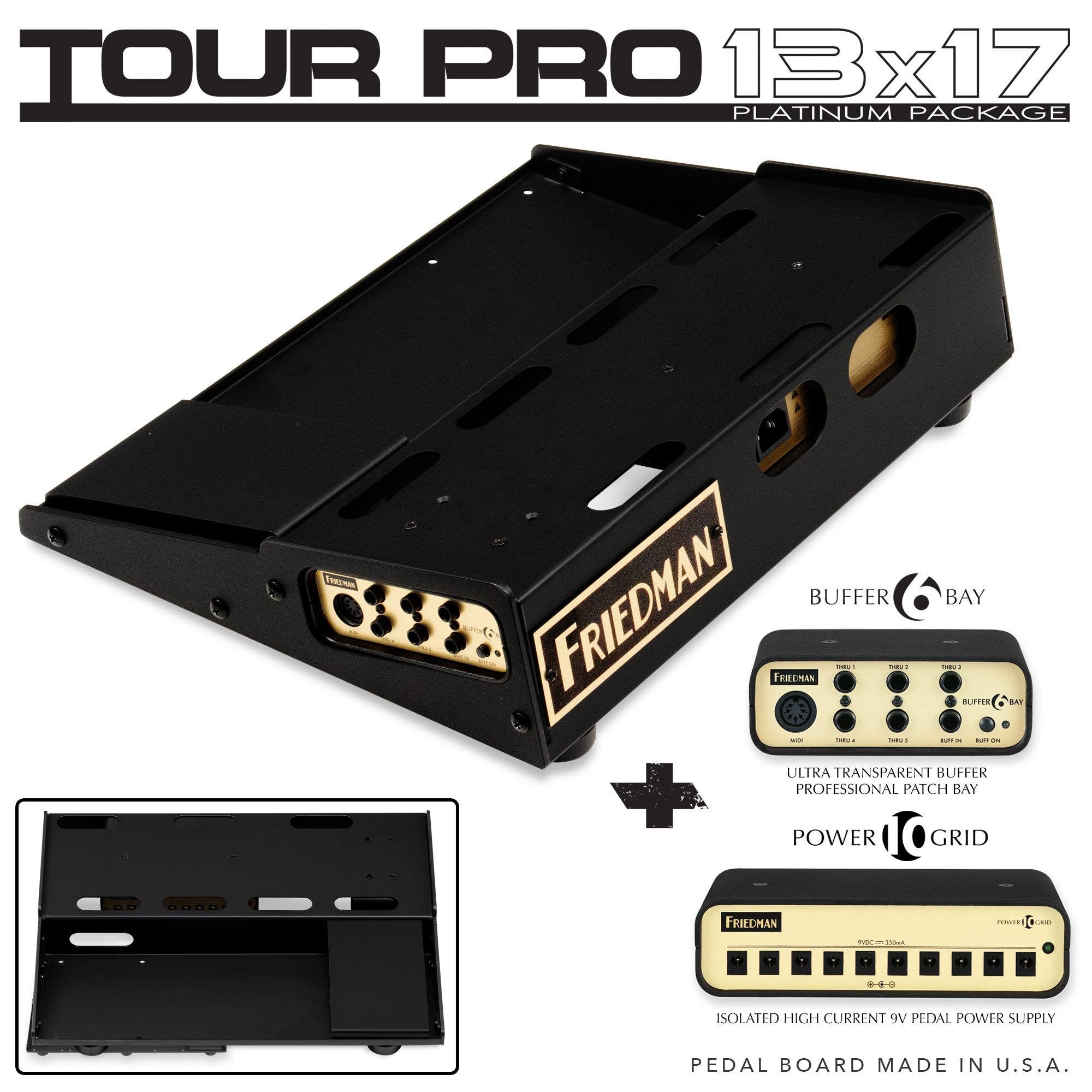 Friedman Tour Pro 13" x 17" Platinum Pedal Board with Buffer and Power Grid 10