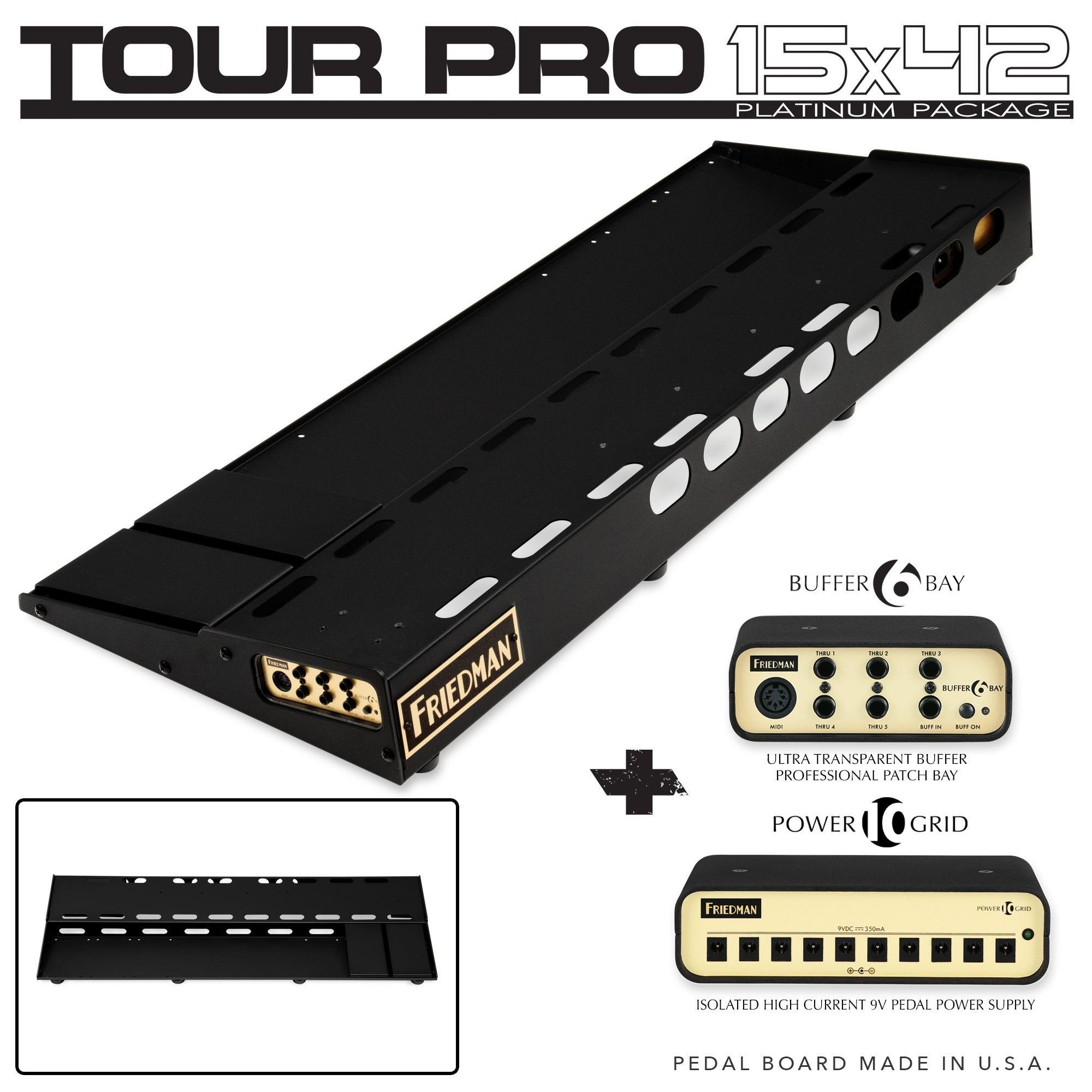 Friedman Tour Pro 15" x 42" Platinum Pedal Board w/Buffer and Power Grid 10