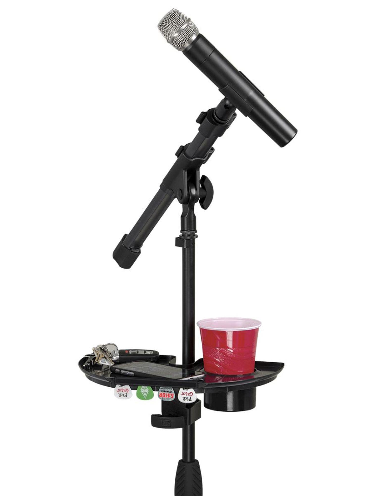 Gator GFWMICACCTRAY Mic Microphone Stand Accessory Tray with Drink Holder