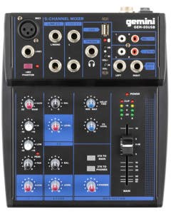 Gemini GEM05USB 5-Channel Analog Mixer USB and Bluetooth