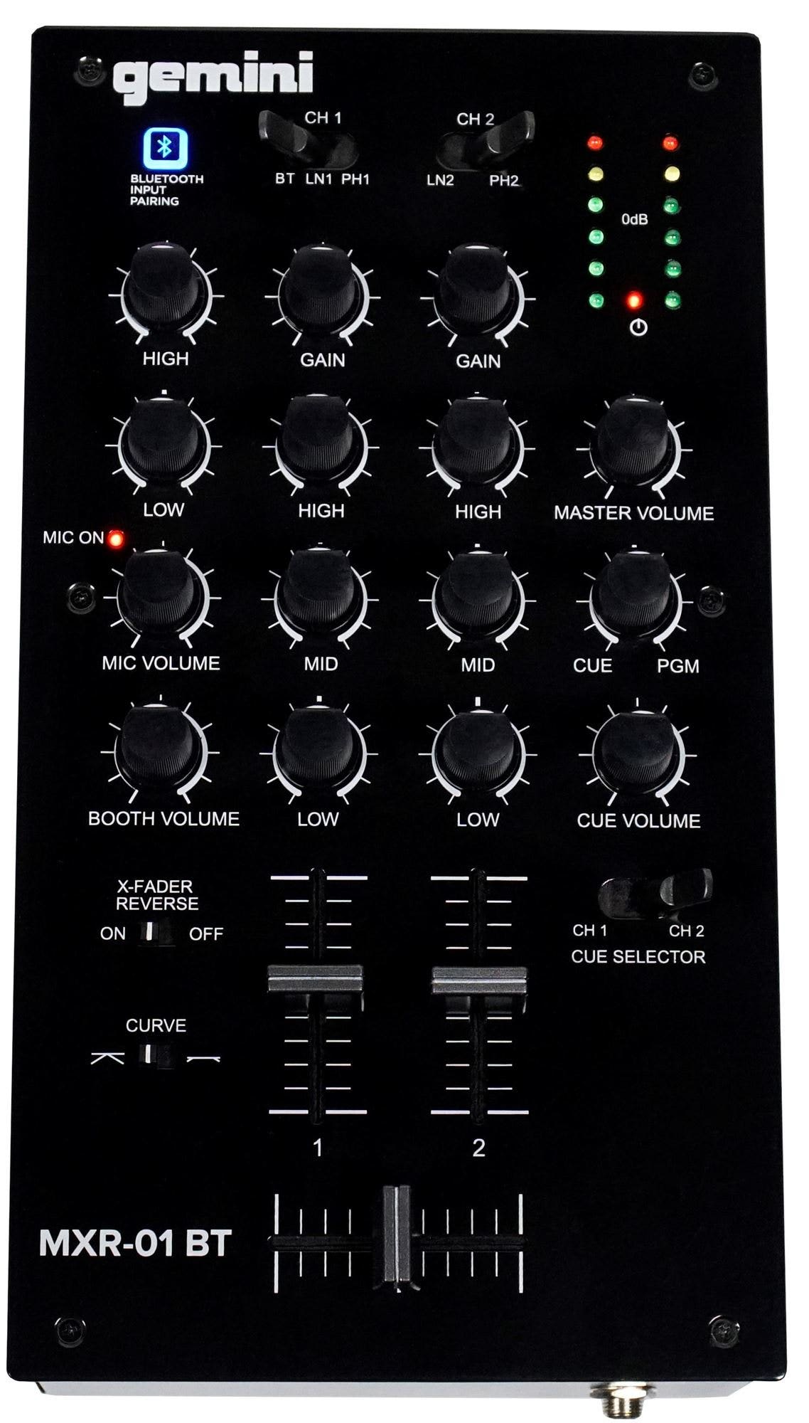 Gemini MXR01BT 2-Channel Pro DJ Mixer with BlueTooth