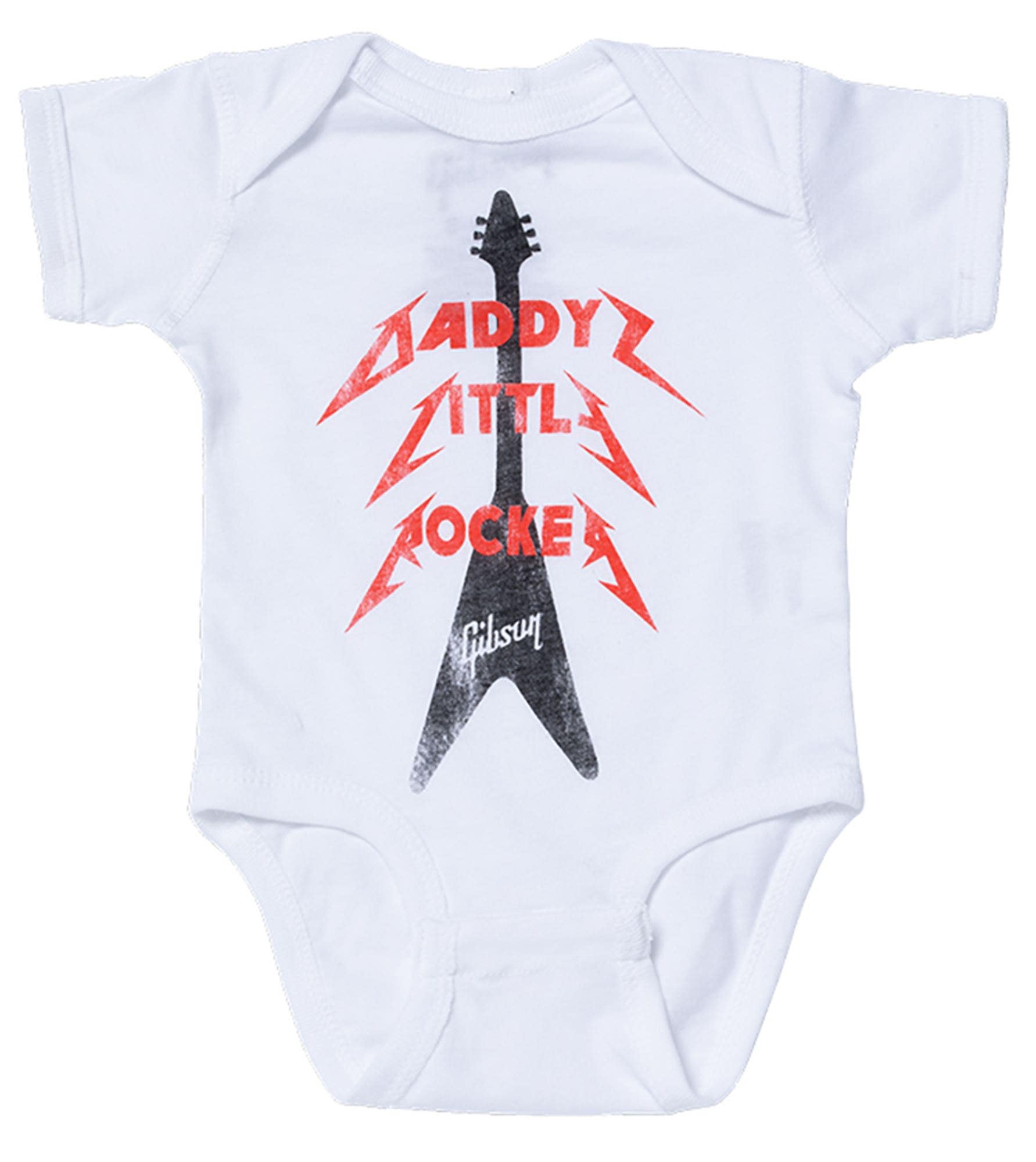 Gibson Daddys Little Rocker Fly V Onesie White