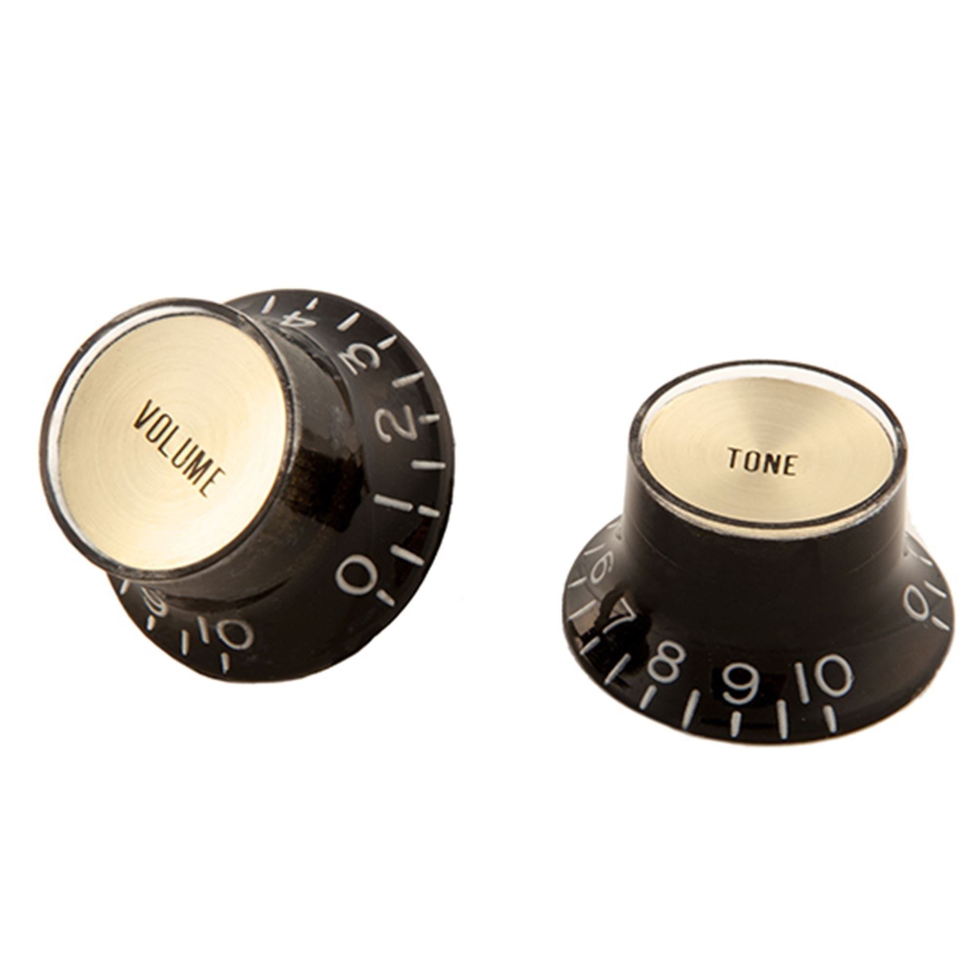 Gibson Top Hat Knobs Black with Gold Metal Insert 2 Volume 2 Tone
