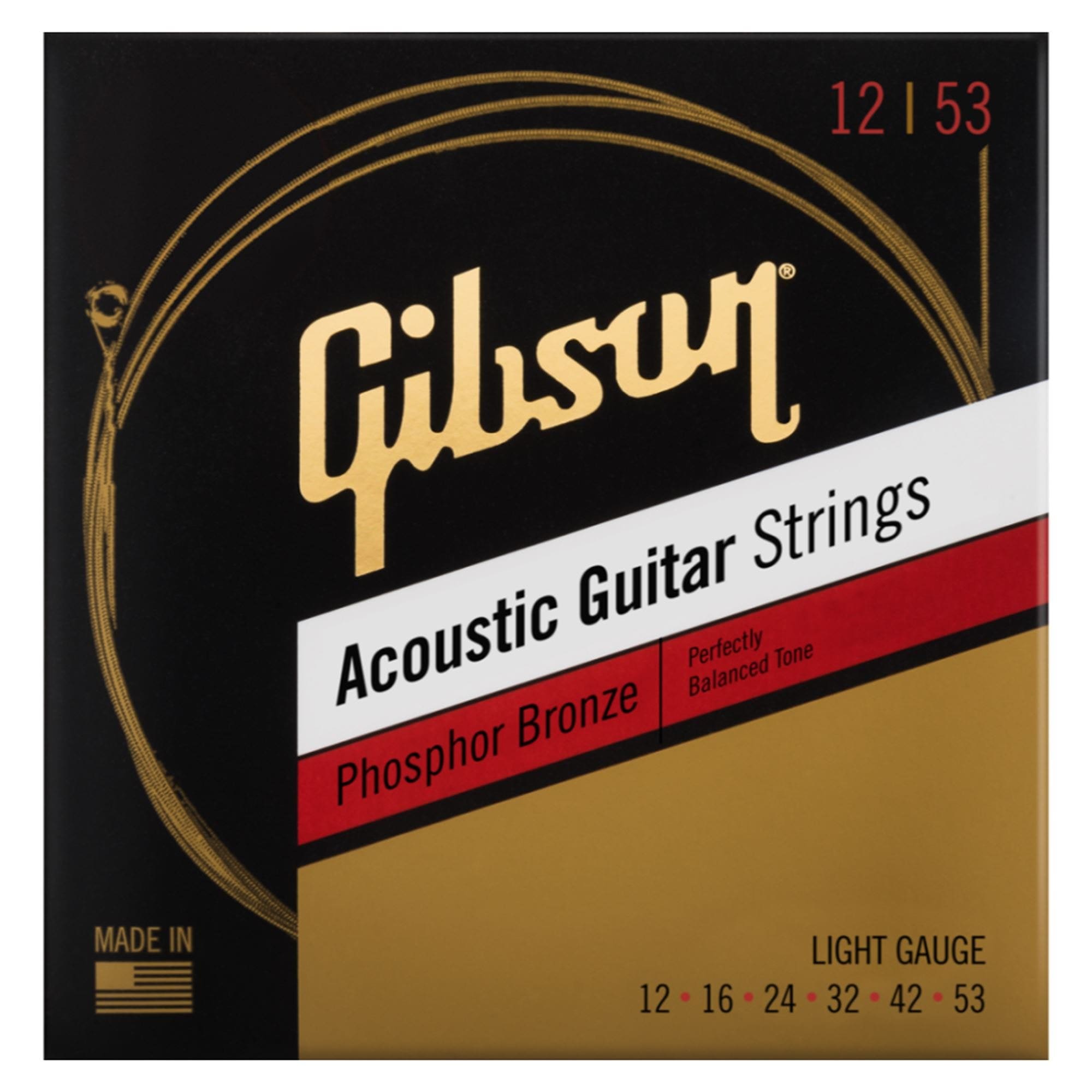 Gibson Phosphor Bronze Acoustic Guitar Strings, Light