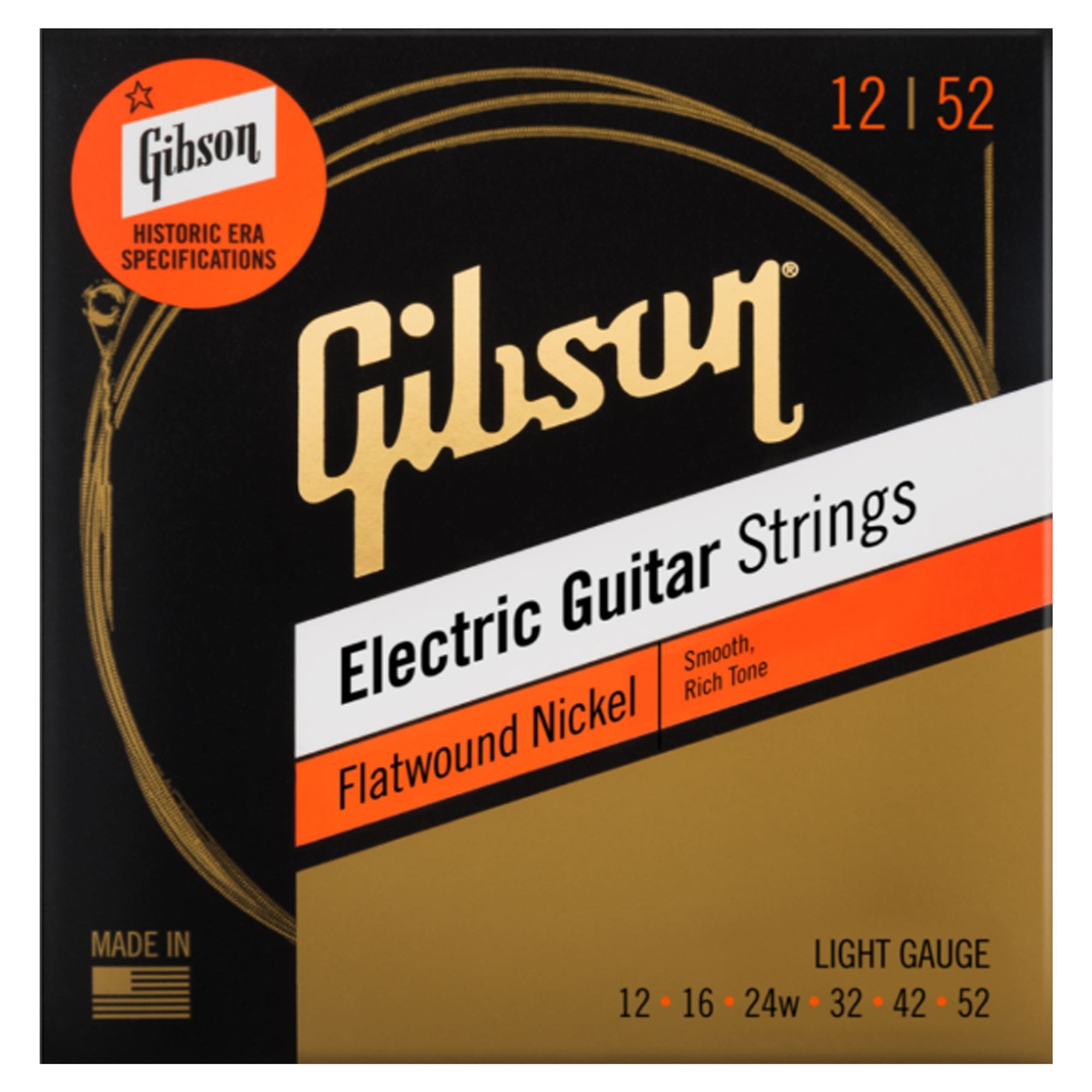 Gibson Flatwound Electric Guitar Strings, Light
