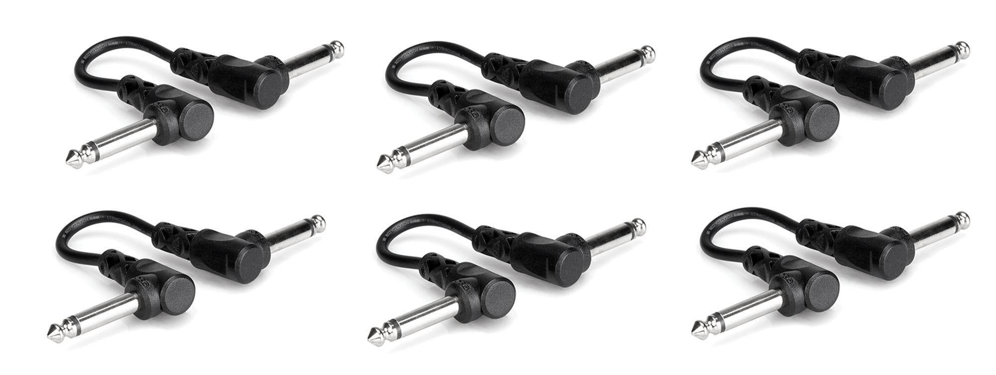 Hosa CFS606 Guitar Patch Cable Molded Right Angle 6" 6 Pack