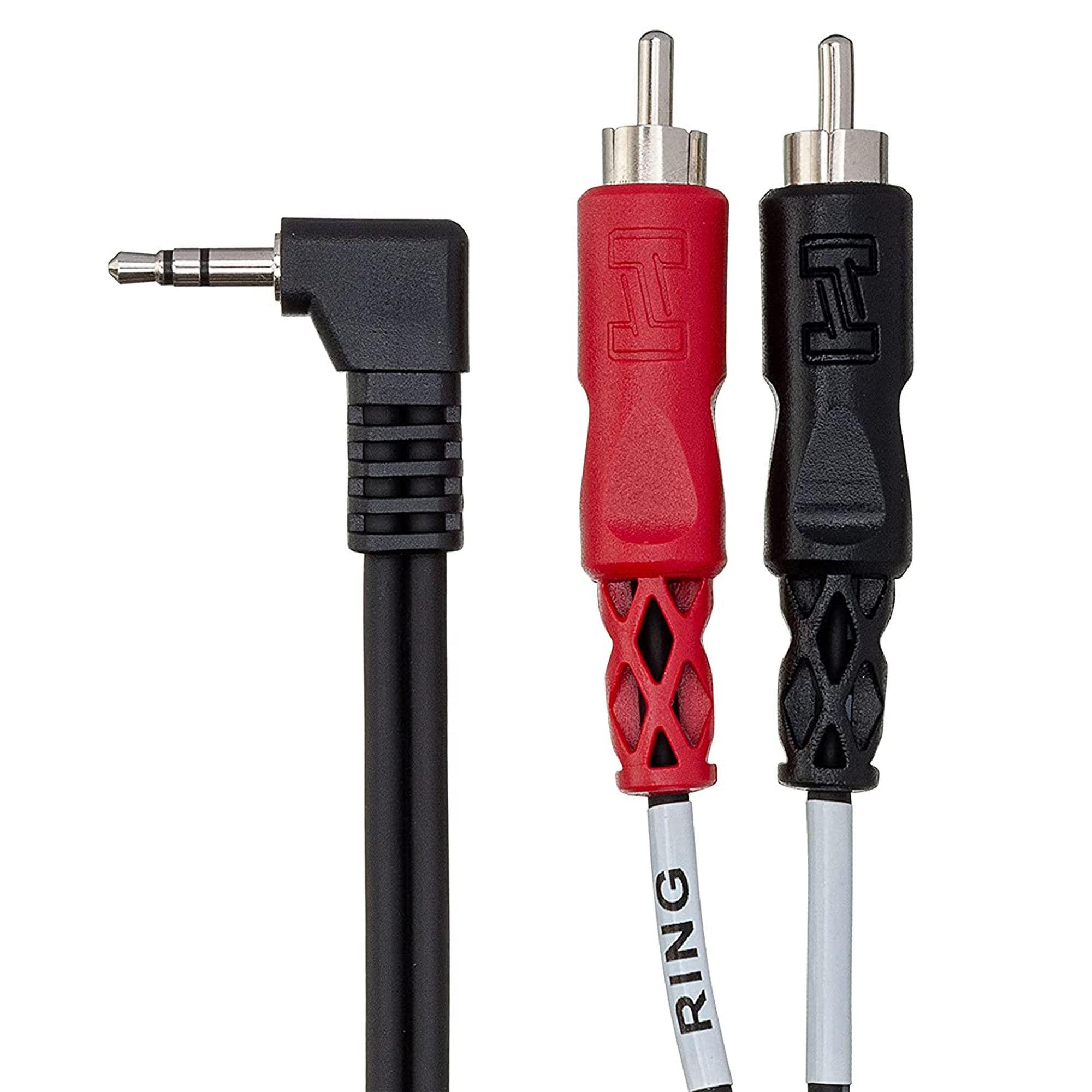 Hosa CMR203R Stereo Breakout Right Angle 3.5mm TRS to Dual RCA 3 Foot