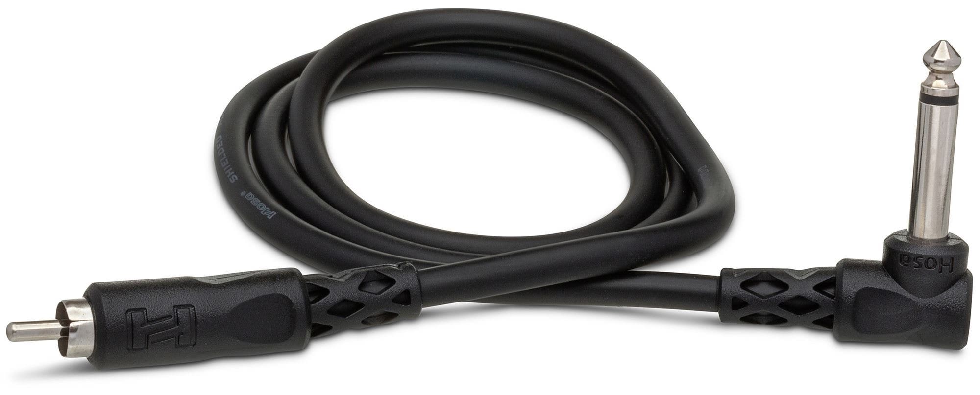 Hosa CPR-103R Unbalanced Interconnect Cable Right-angle 1/4 inch TS to RCA
