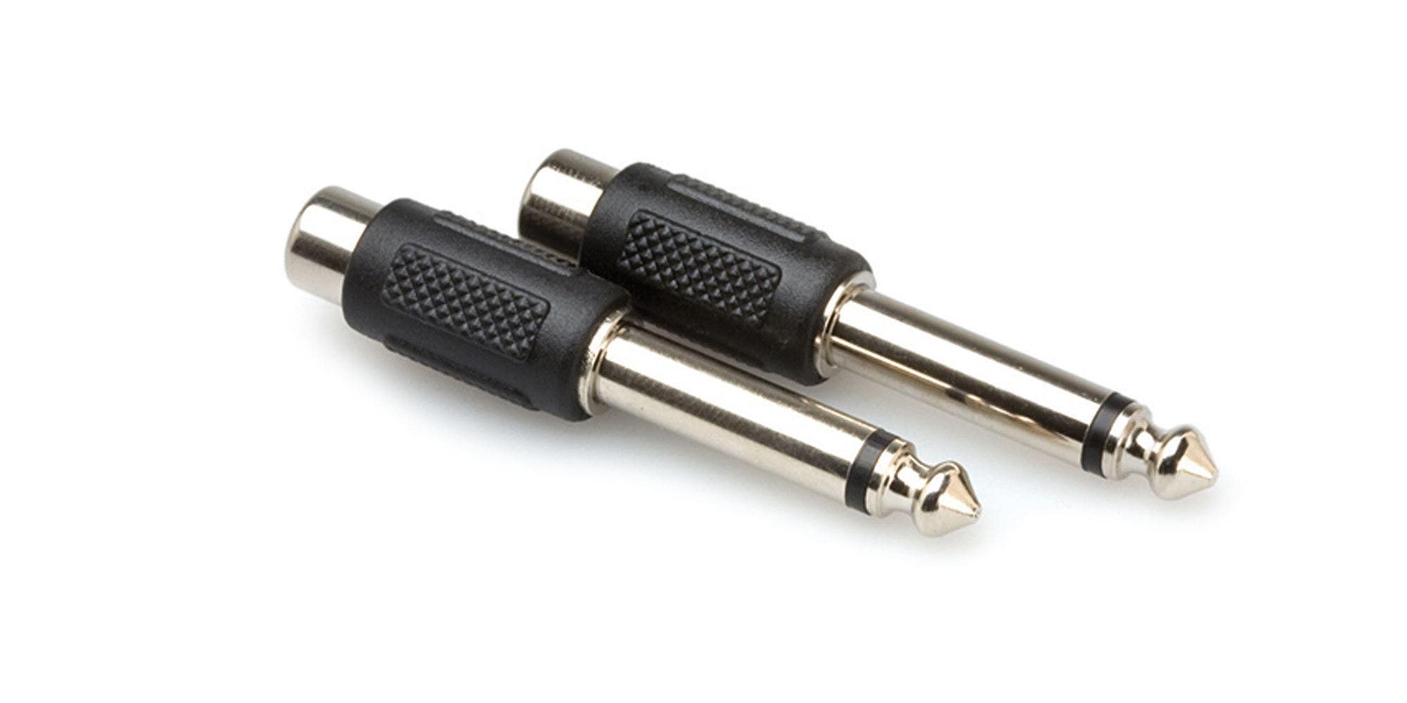 Hosa GPR101 RCA to 1/4 Inch TS Adaptors 2 In Box
