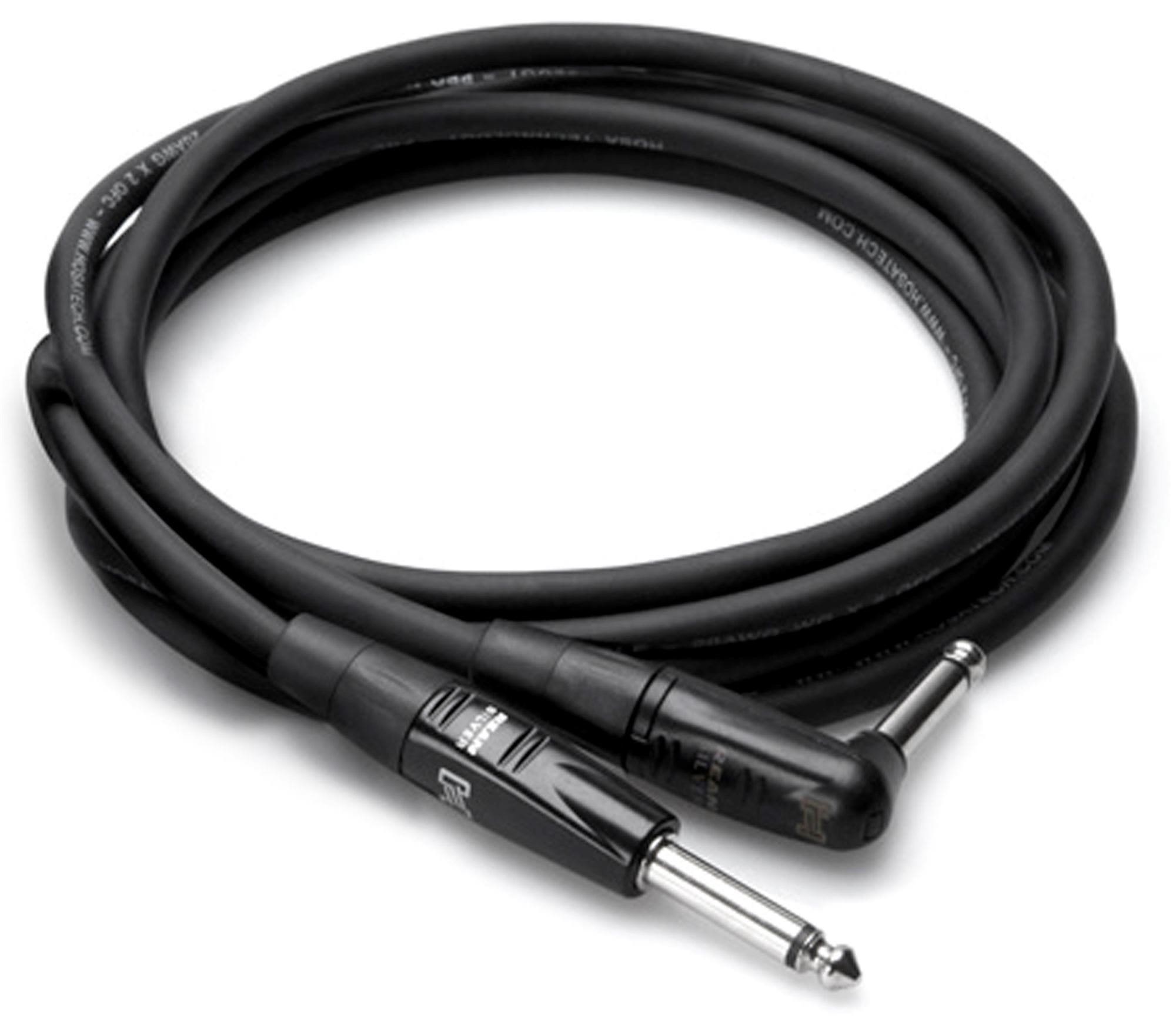 Hosa HGTR010R Pro Guitar Patch Cable REAN Straight to Rt Angle 10 Ft