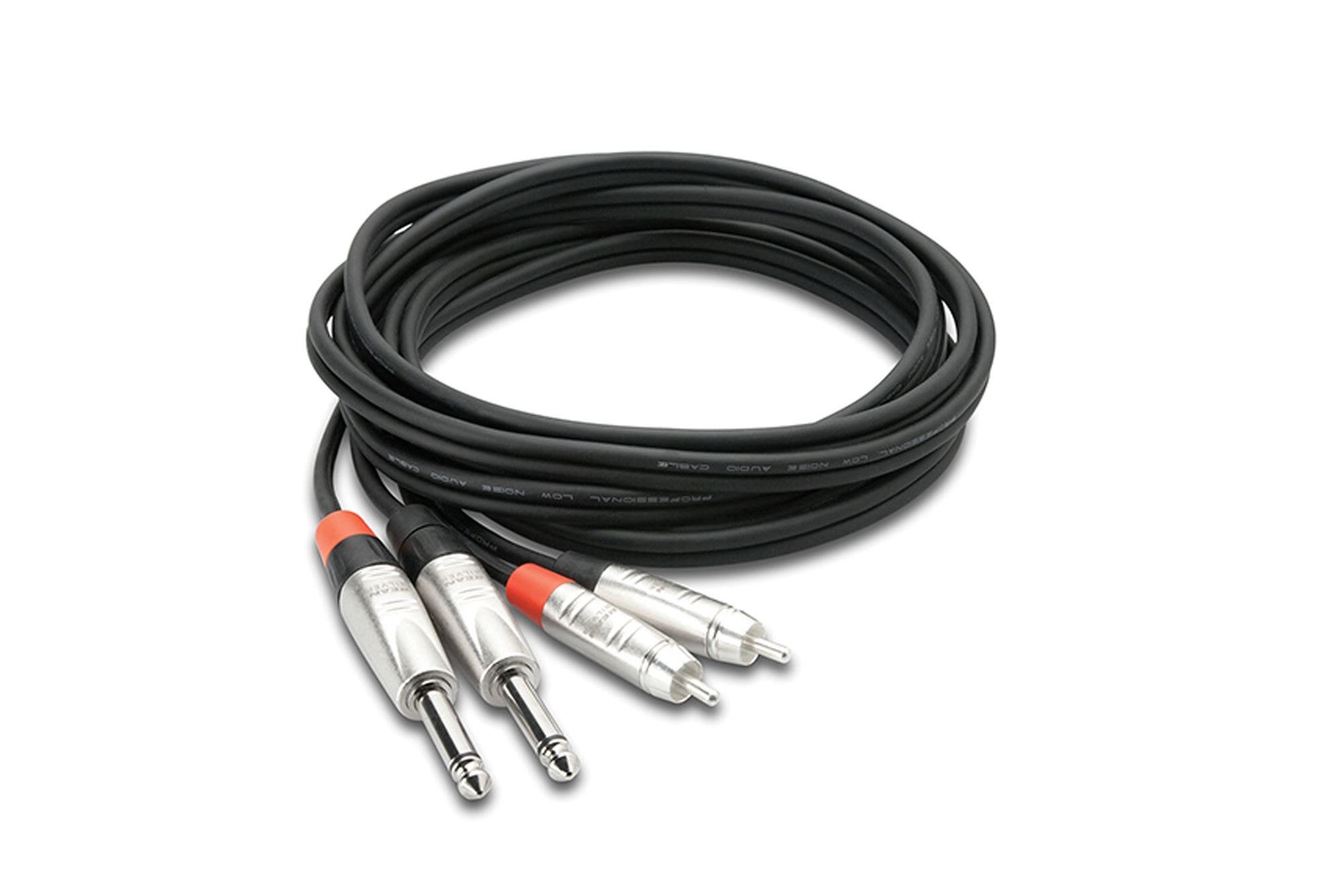 Hosa HPR010X2 Pro Stereo Interconnect Dual REAN 1/4" TS to RCA 10 Ft