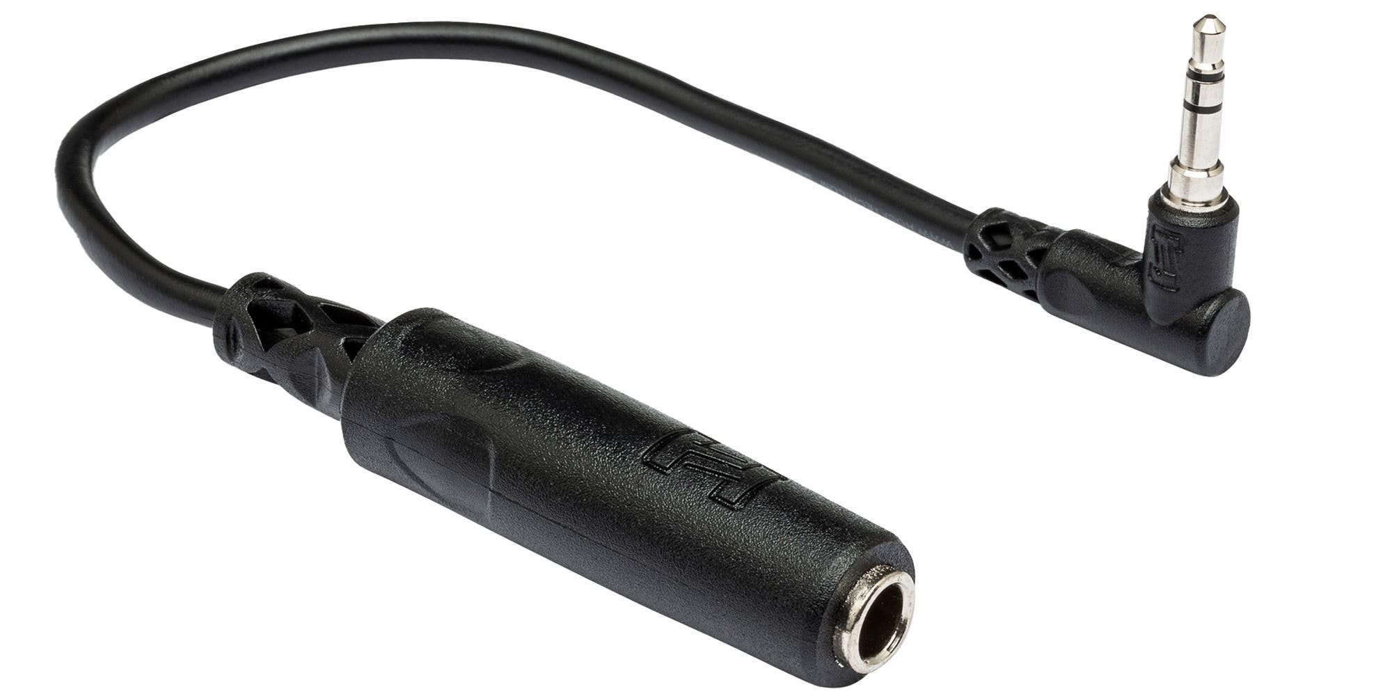 Hosa MHE100.5 Headphone Adaptor 1/4 Inch TRS to Right Angle 3.5 mm 6"
