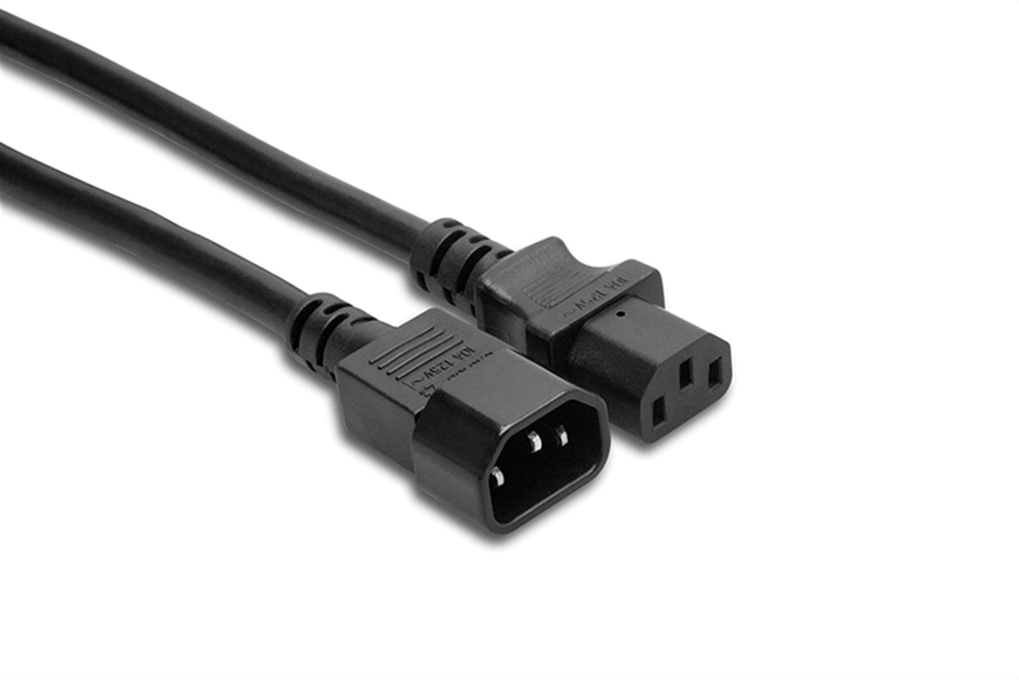 Hosa PWL403 Power Extension Cord IEC C14 to IEC C13 3 Foot