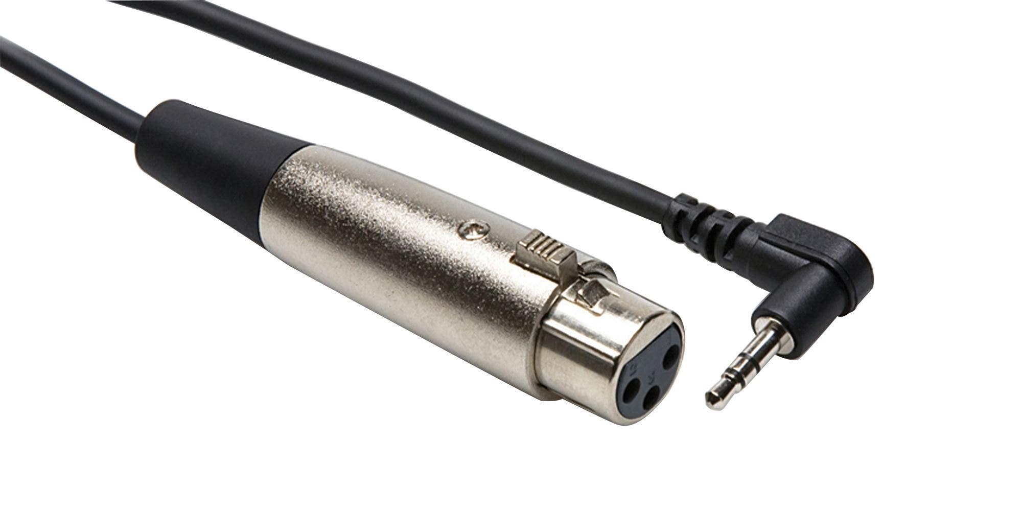 Hosa XVM105F Camcorder Mic Cable XLR3F to Right Angle Mini TRS 5 Foot