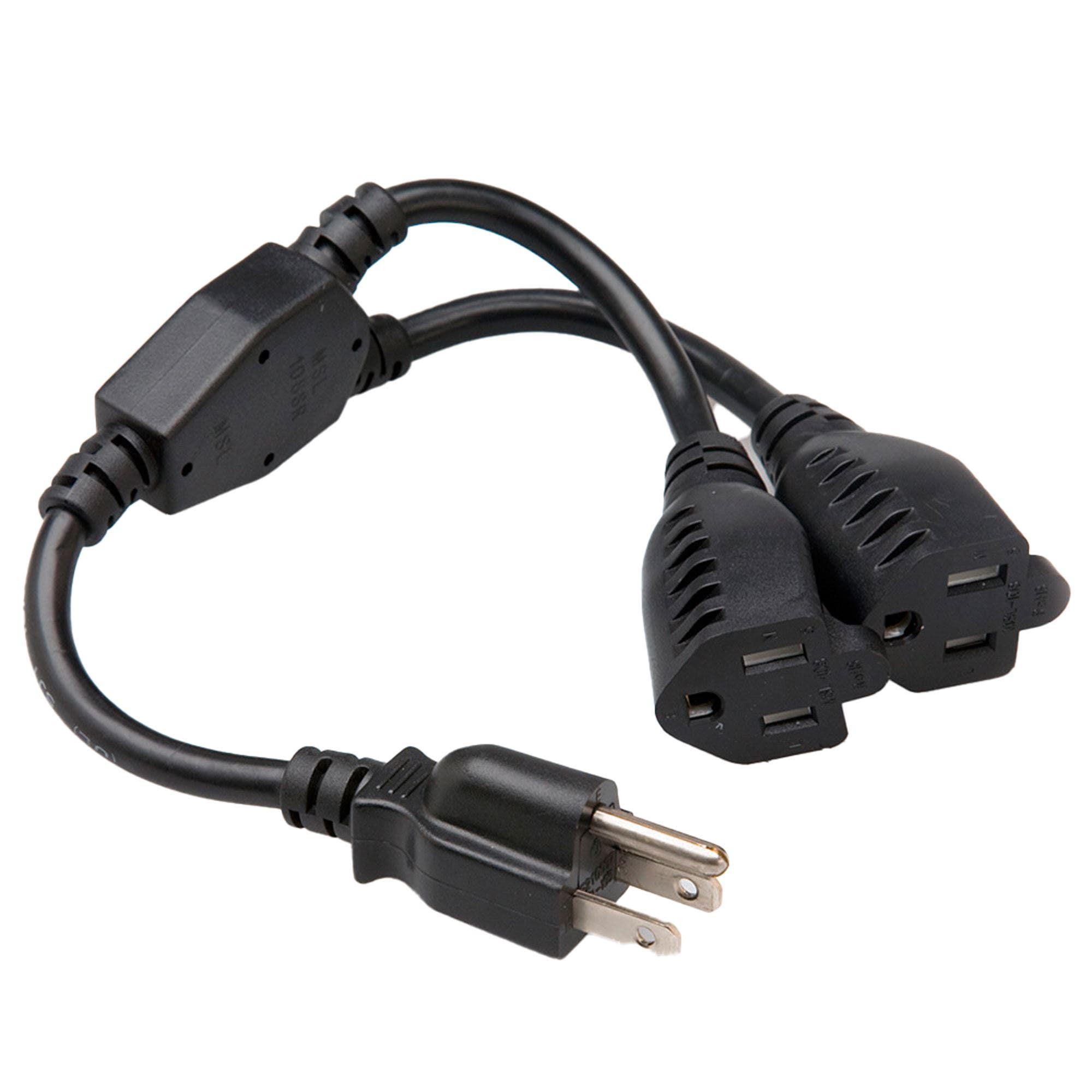 Hosa YAC407 Power Extension Y Cable Dual NEMA 5 15R to 5 15P 1.5 Foot
