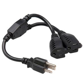 Hosa YAC407 Power Extension Y Cable Dual NEMA 5 15R to 5 15P 1.5 Foot