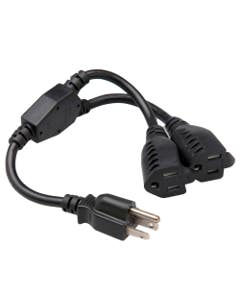 Hosa YAC406 Power Extension Y Cable Dual NEMA 5 15R to 5 15P 1.5 Foot