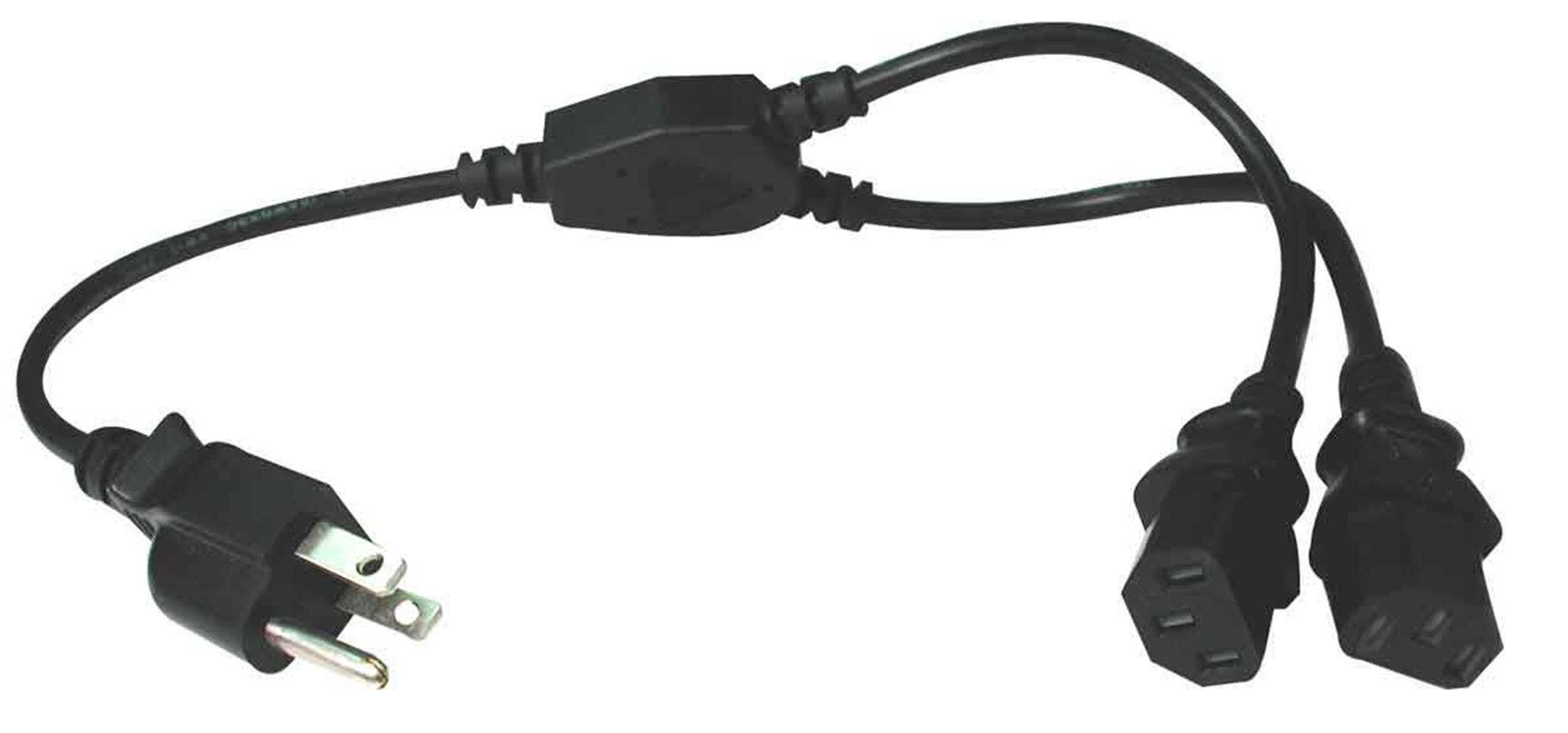 Hosa YIE406 Power Y Cable Dual IEC C13 to NEMA 5 15P 1.5 Foot
