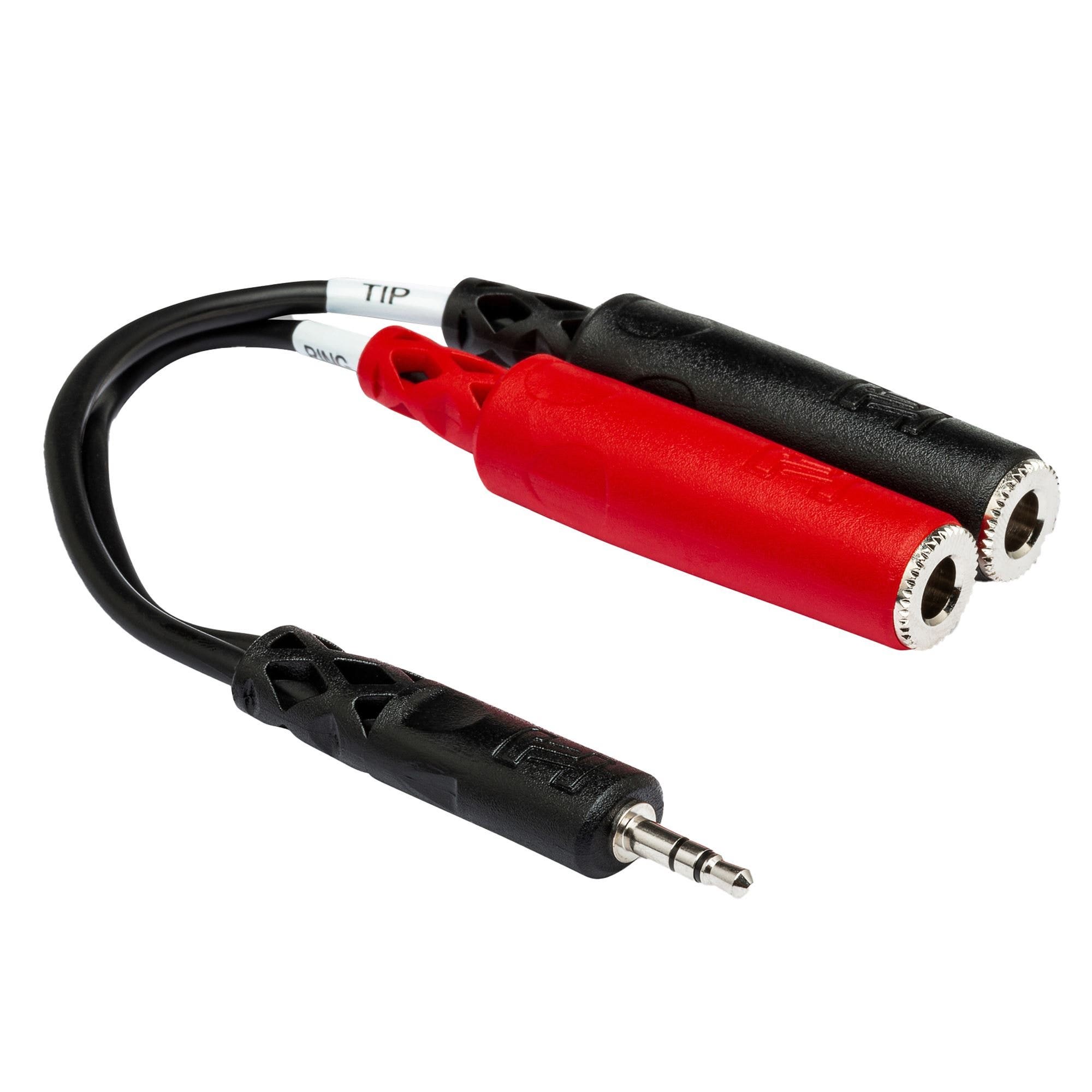 Hosa YMP137 Stereo Breakout 3.5 mm TRS to Dual 1/4 Inch TS Female