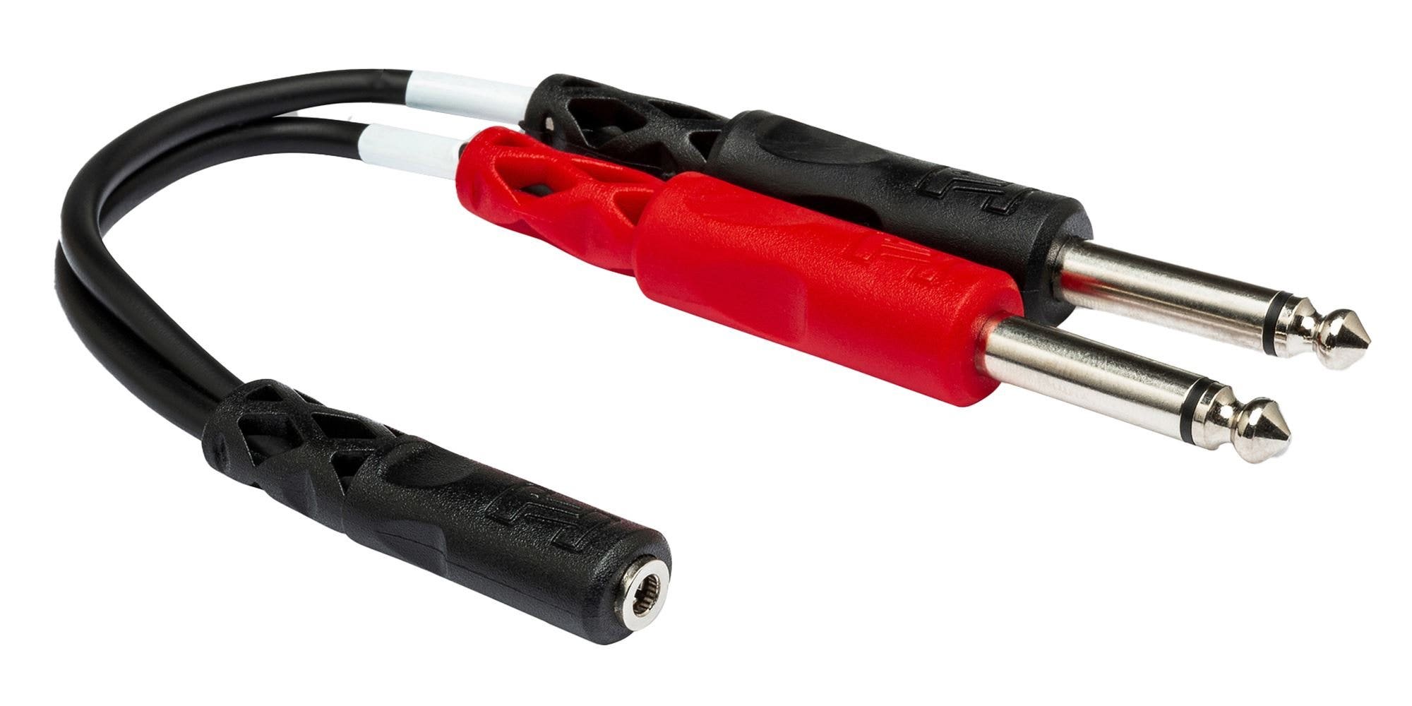 Hosa YMP434 Stereo Breakout 3.5 mm TRS Female to Dual 1/4 Inch TS