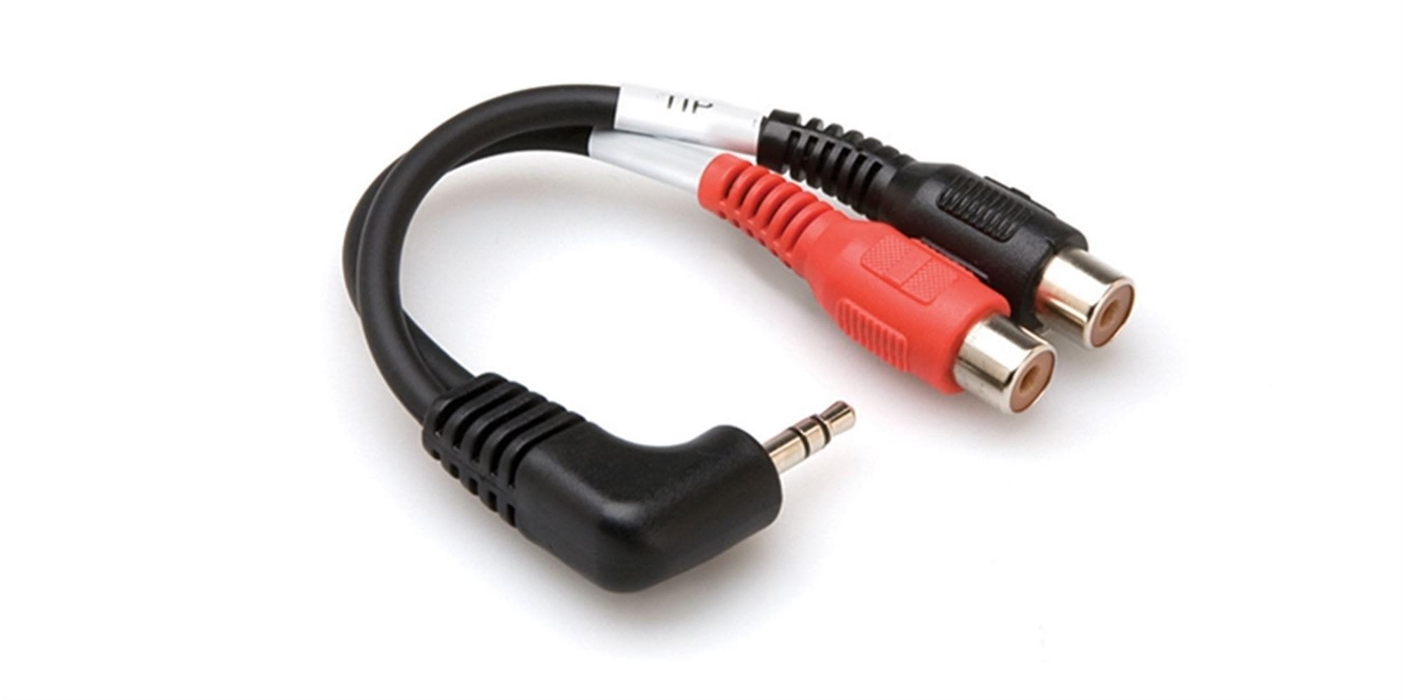 Hosa Stereo Breakout Right Angle 3.5 mm TRS to Dual RCAF