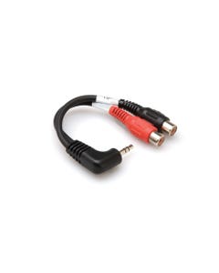 Hosa YRA167 Stereo Breakout Right Angle 3.5 mm TRS to Dual RCA Female