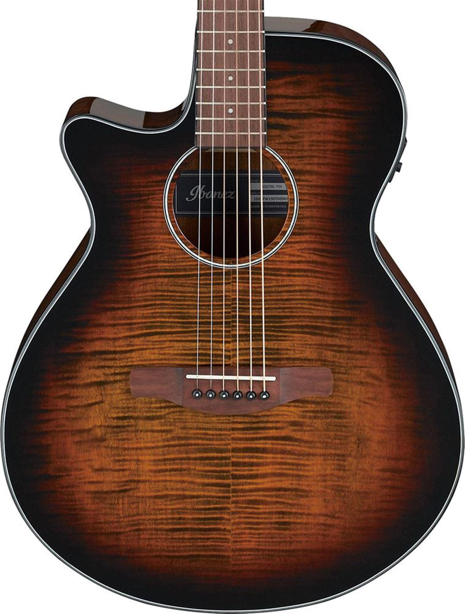 Ibanez AEG70L Left Handed Acoustic Electric Guitar Tiger Burst High Gloss