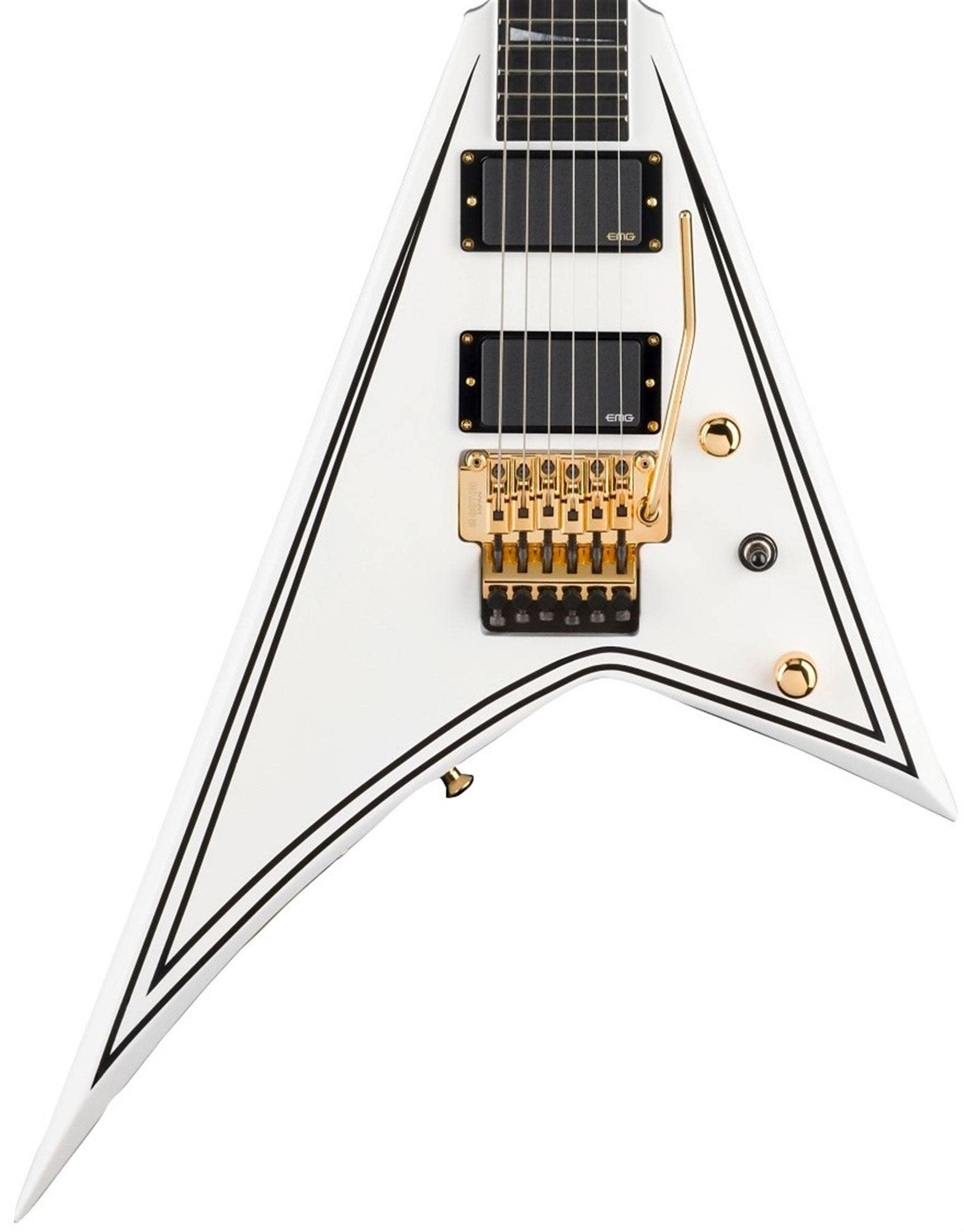 Jackson MJ Series Rhoads RR24MG Snow White with Black Pinstripes w/Case