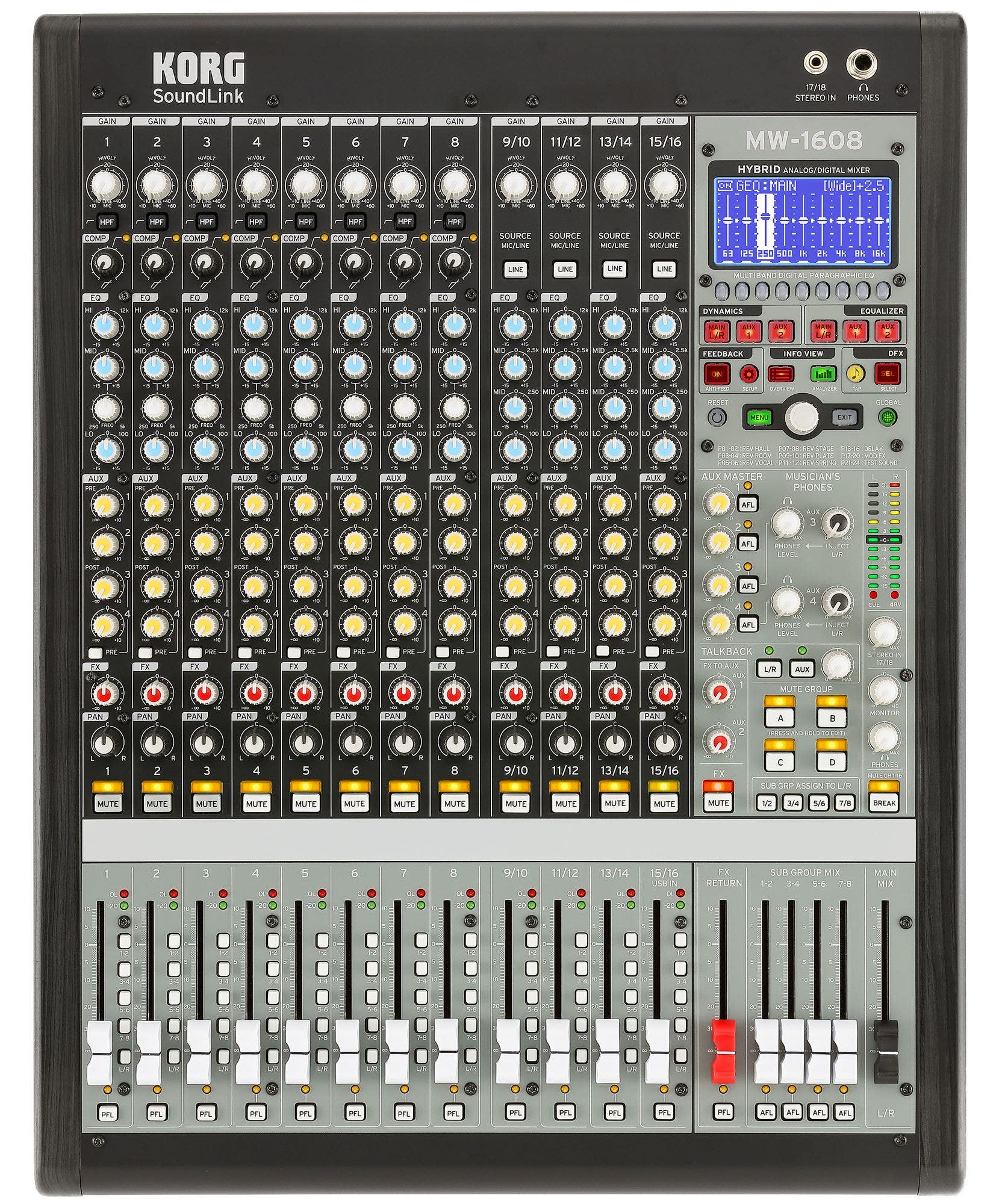 Korg Soundlink MW1608BK 16-Channel 8-Bus Channel Mixer