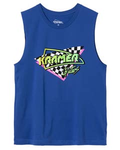Kramer Checkered Flag Cutoff Tee Blue Extra Small