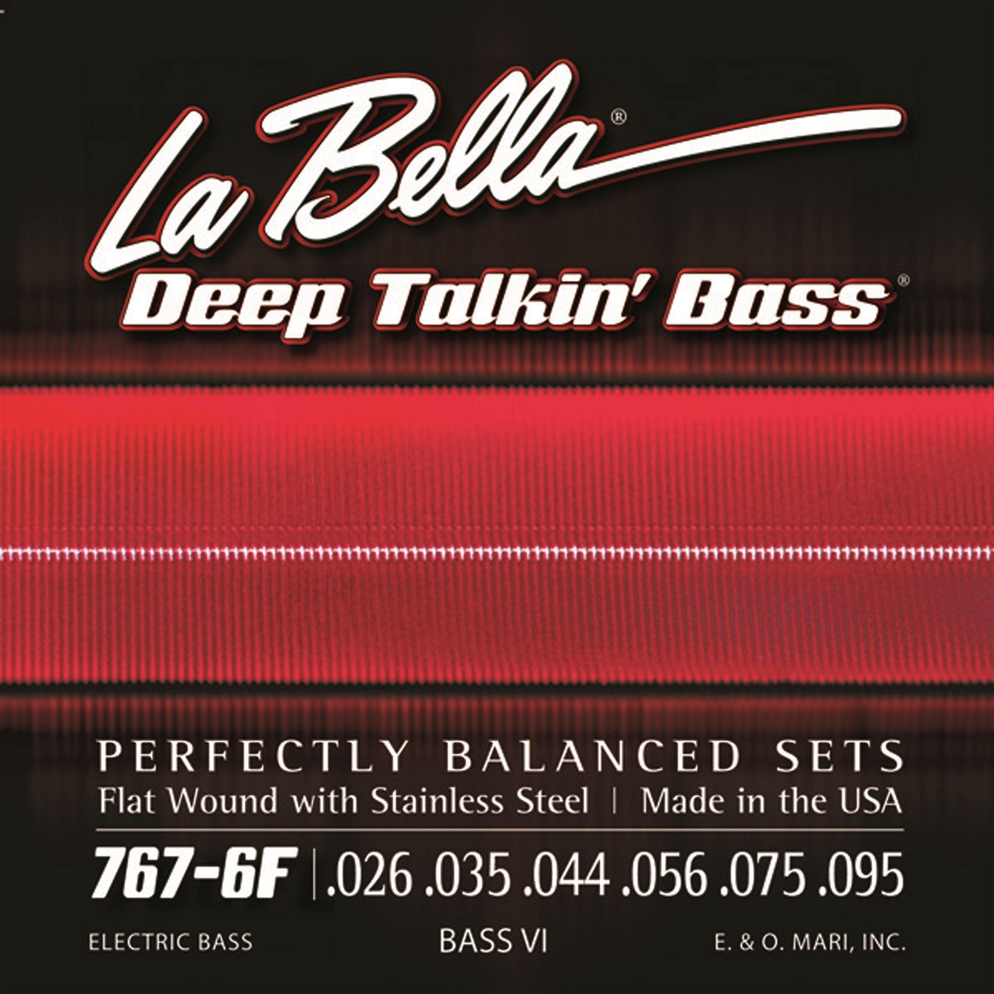 La Bella 767-6F Stainless Steel Flat Wound  Bass VI Strings 26-95