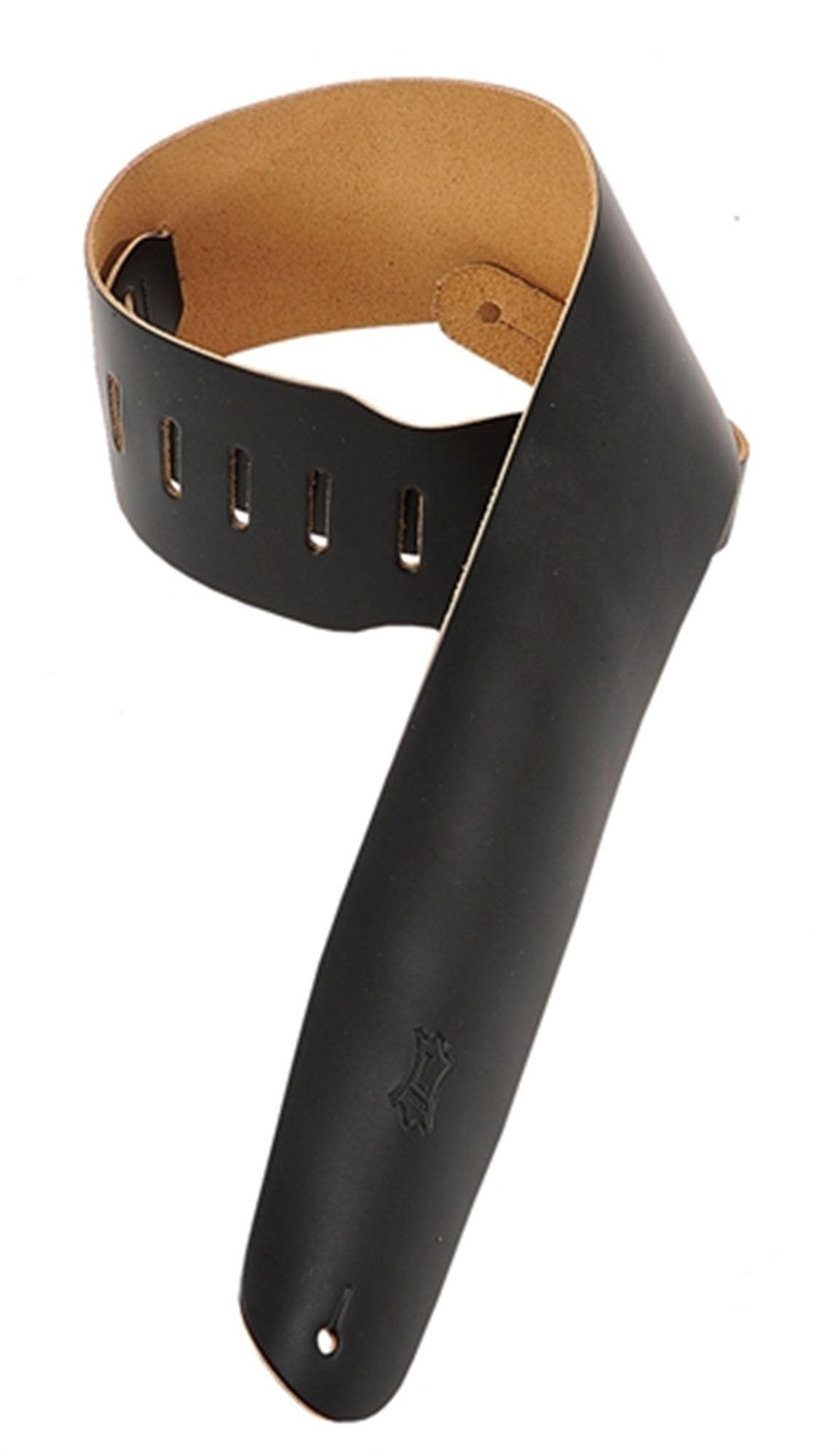 Levys M4BLK 3.5 Inch Leather Bass Strap Black