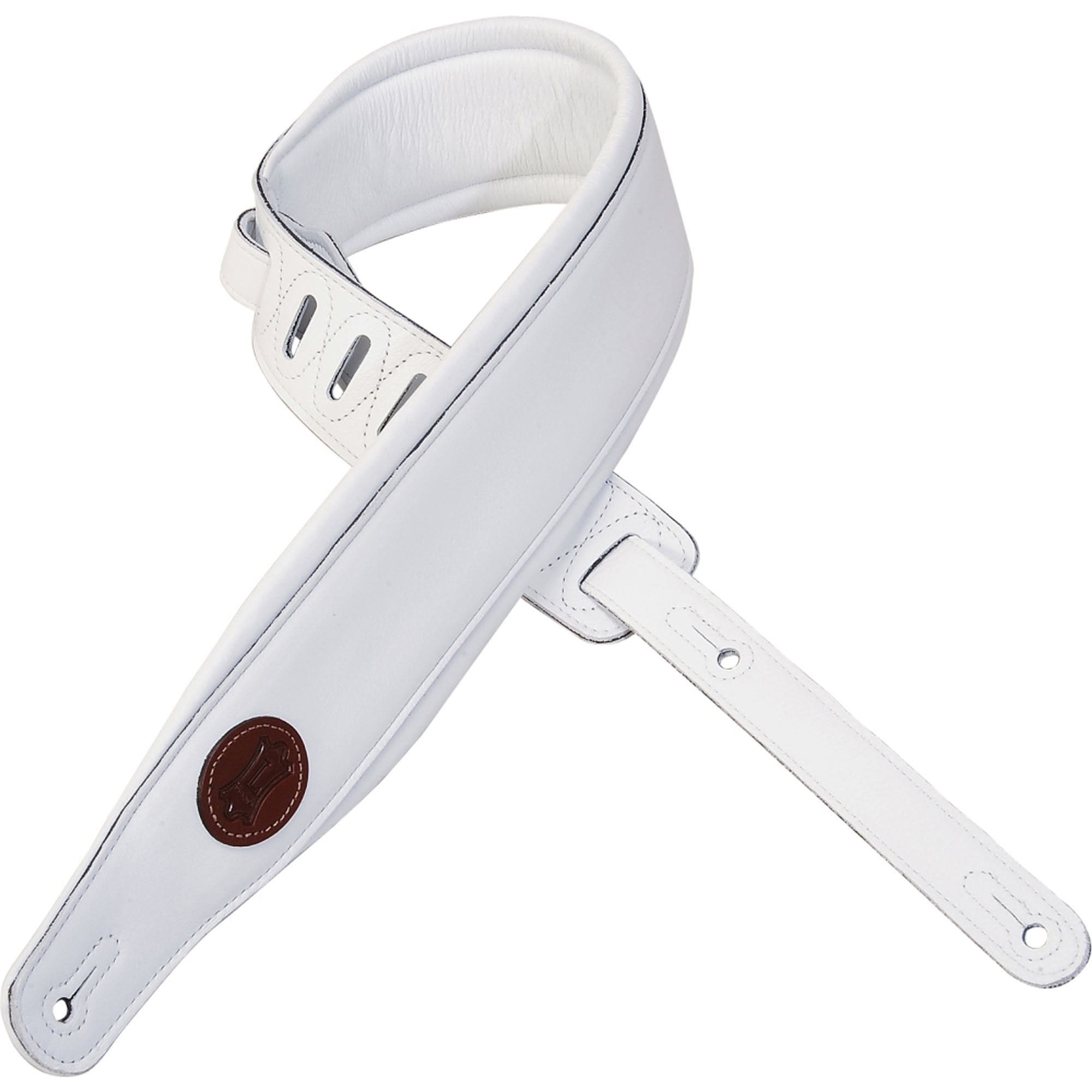 Levy's MSS2-WHT Garment Leather Guitar Strap 3" White