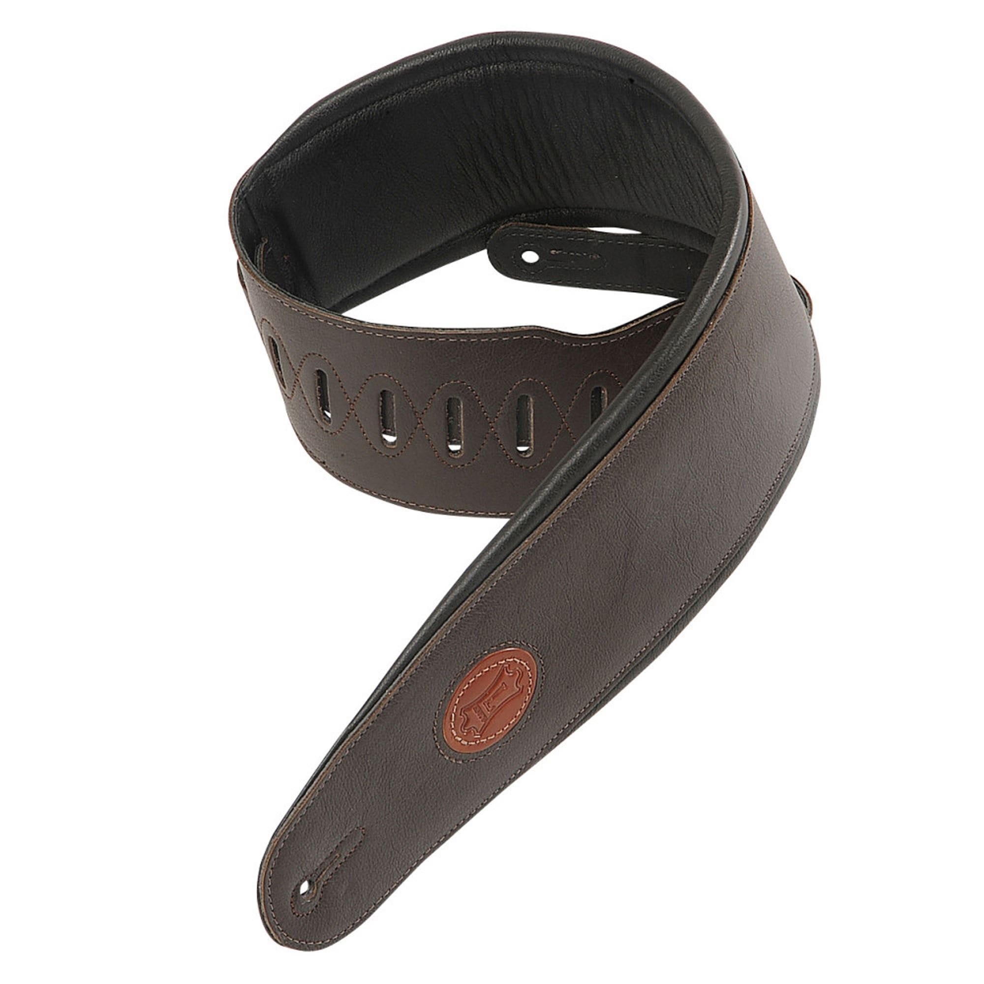 Levy's MSS2-4-DBR Padded Leather Bass Guitar Strap Dark Brown