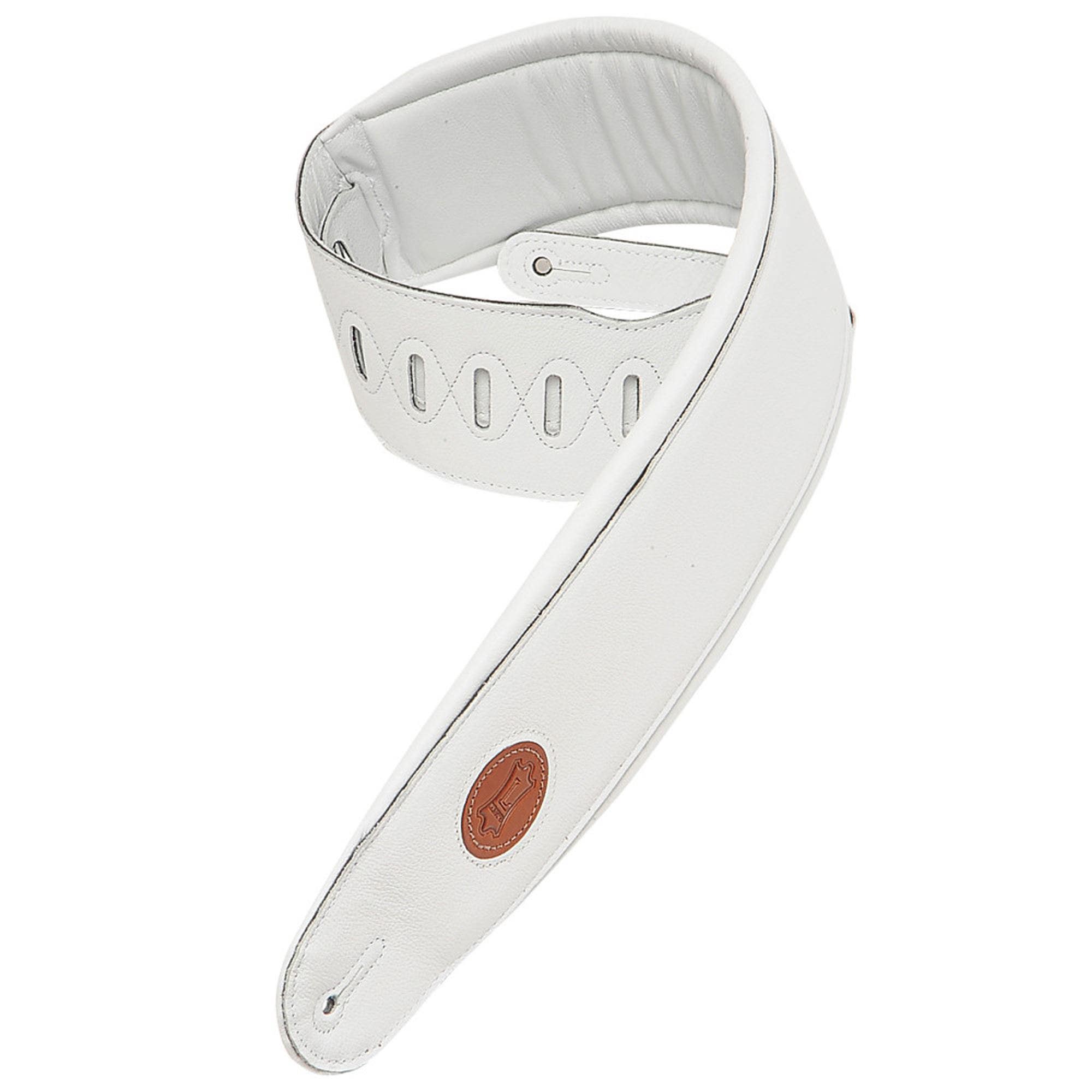 Levy's MSS2-4-WHT Padded Leather Bass Guitar Strap White