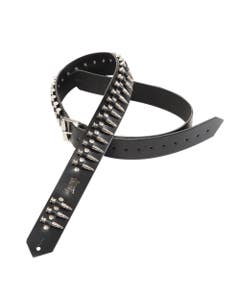 Levy's PM28-2B Leather Guitar Strap Black with Bullets