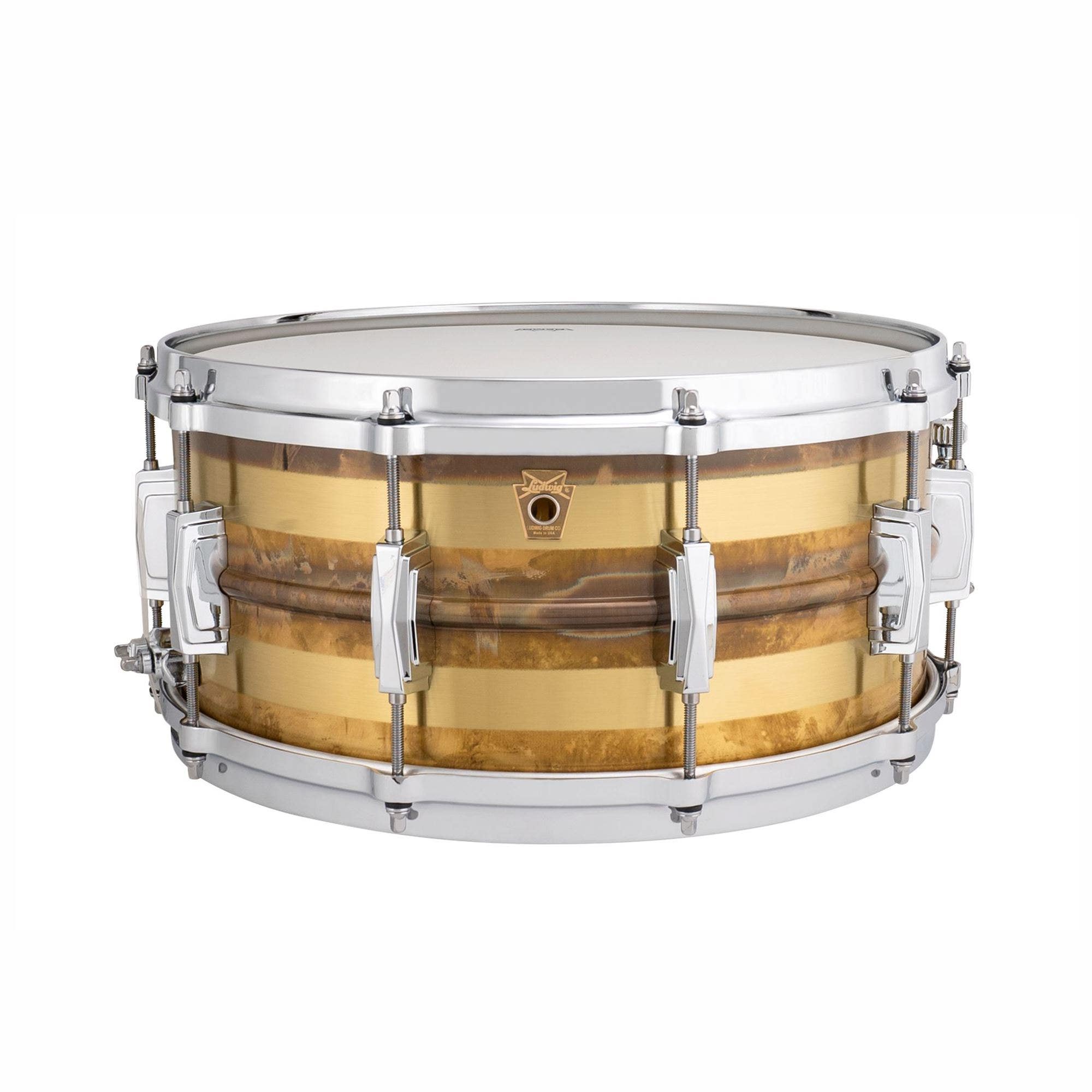 Ludwig LB464RS 6.5” x 14” Raw Brass Striped Snare Drum