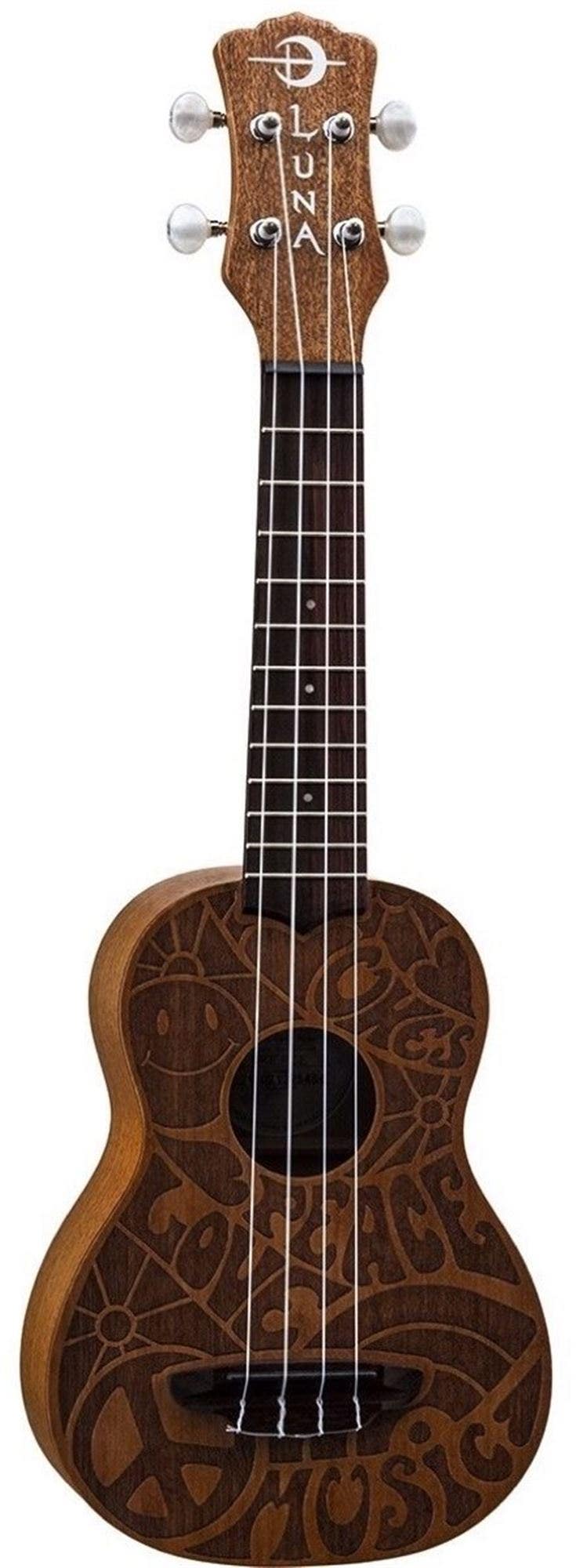 Luna Ukulele Love Music Peace Soprano with Gigbag